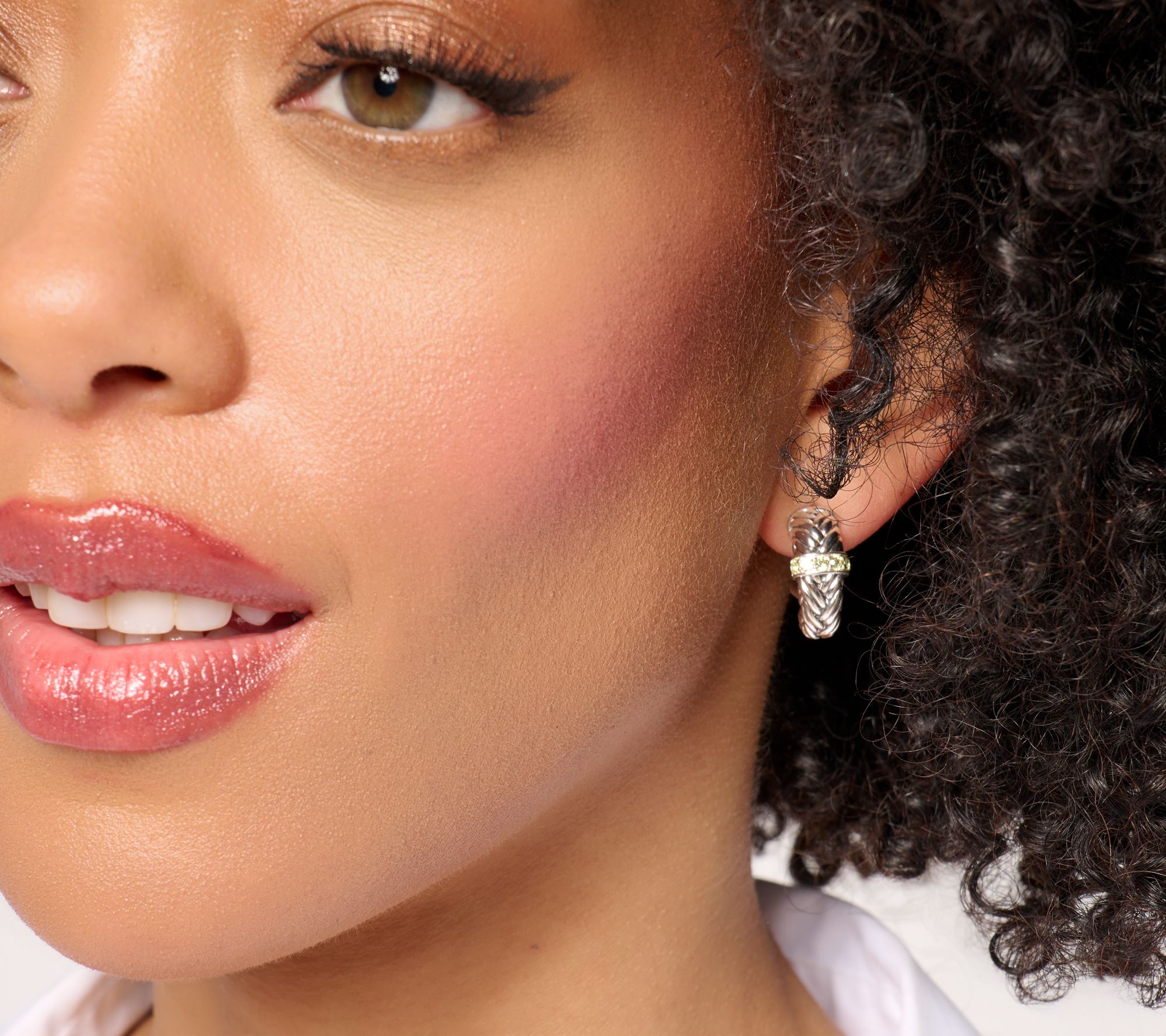 JAI Sterling Silver Legacy Woven Texture Pave Earrings