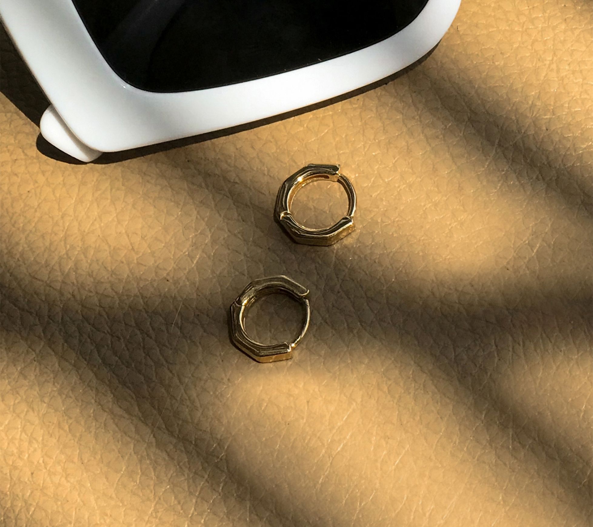 14K Gold Plated Hexagon Hoop Earrings