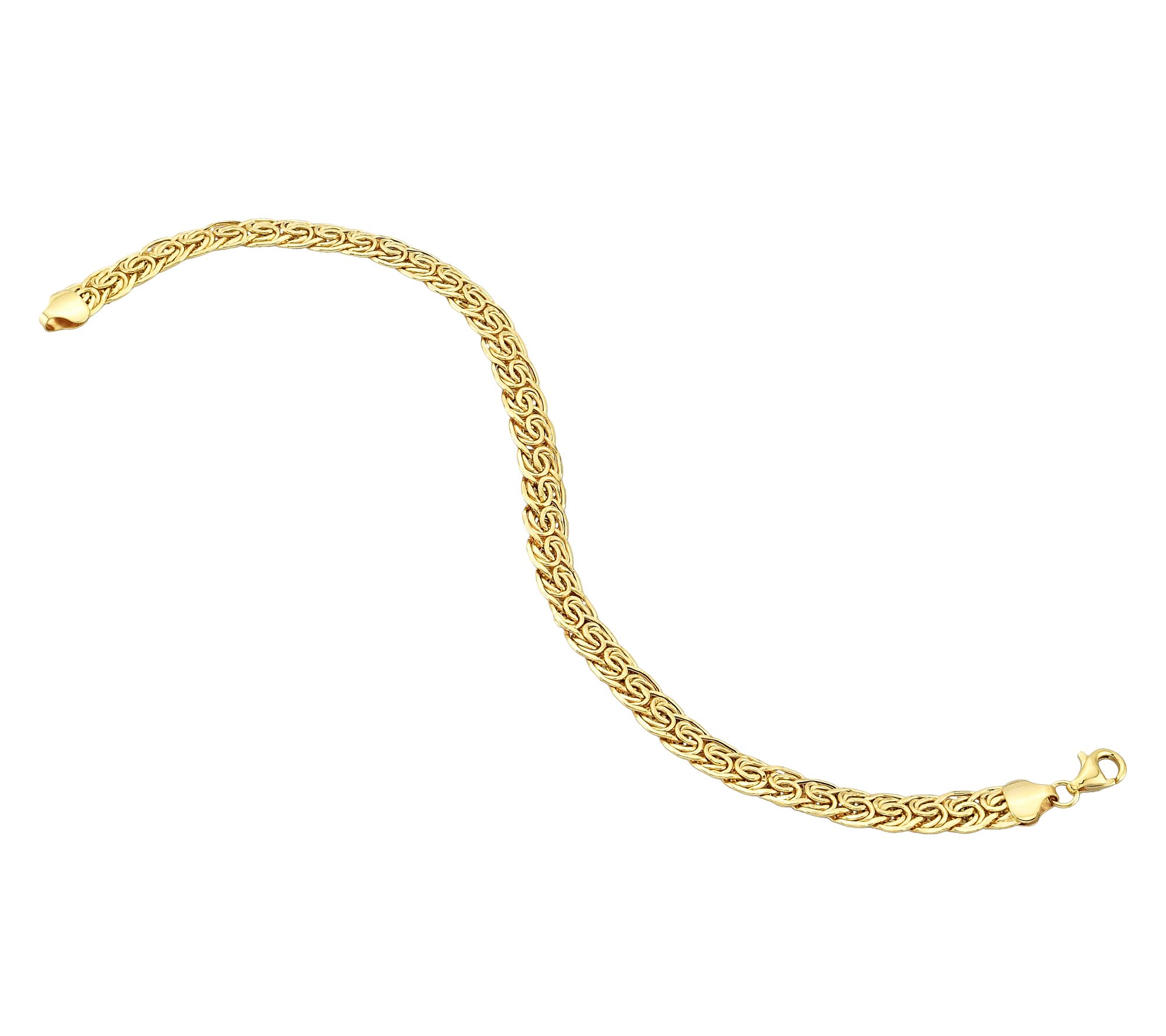 Adorna 14K Gold Flat Byzantine Design Link Bracelet