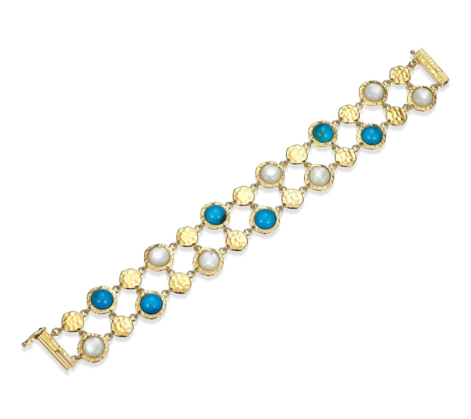 Affinity Gems Turquoise & Mother of Pearl Bracelet,18K Plated