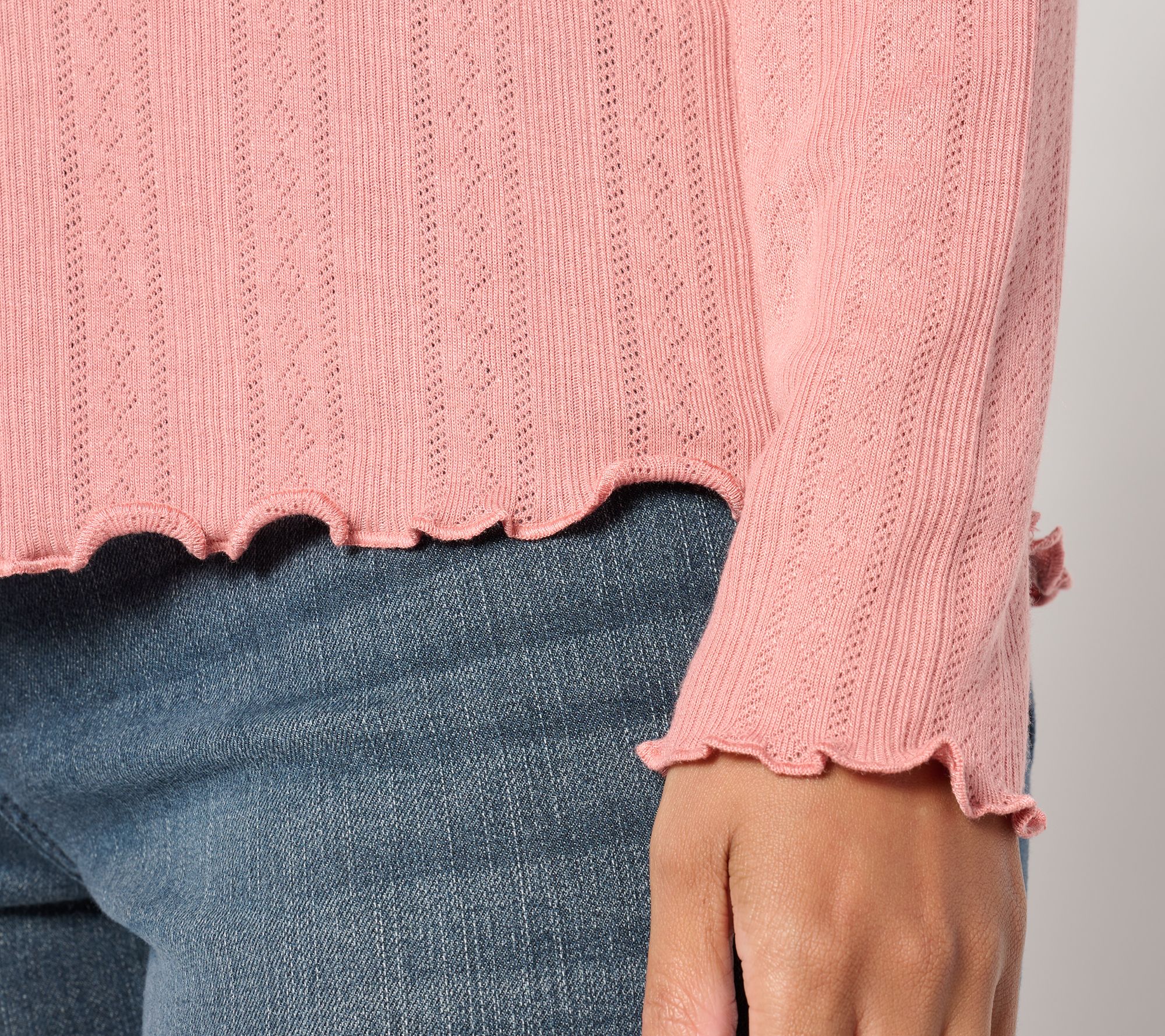 Me by Jennie Garth Palamino Pointelle Knit Crewneck Tee