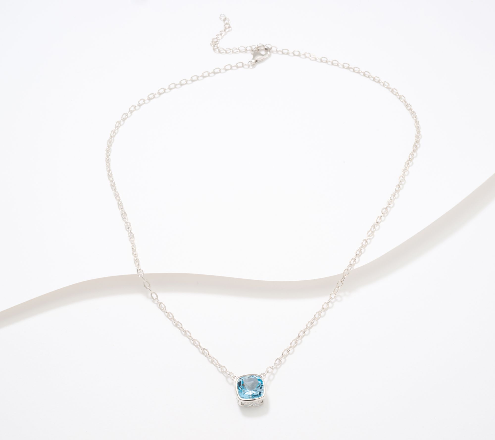 Affinity Gems Cushion Cut Bezel Necklace Sterling Silver