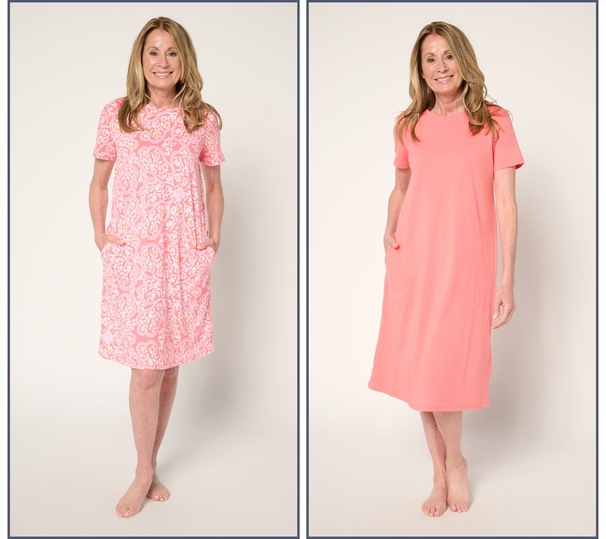 Stan Herman Riviera Floral 100% Cotton Set of 2 Lounge Dresses