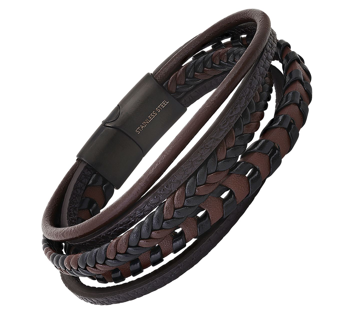 Steel by Design Multi-Row Leather Bracelet