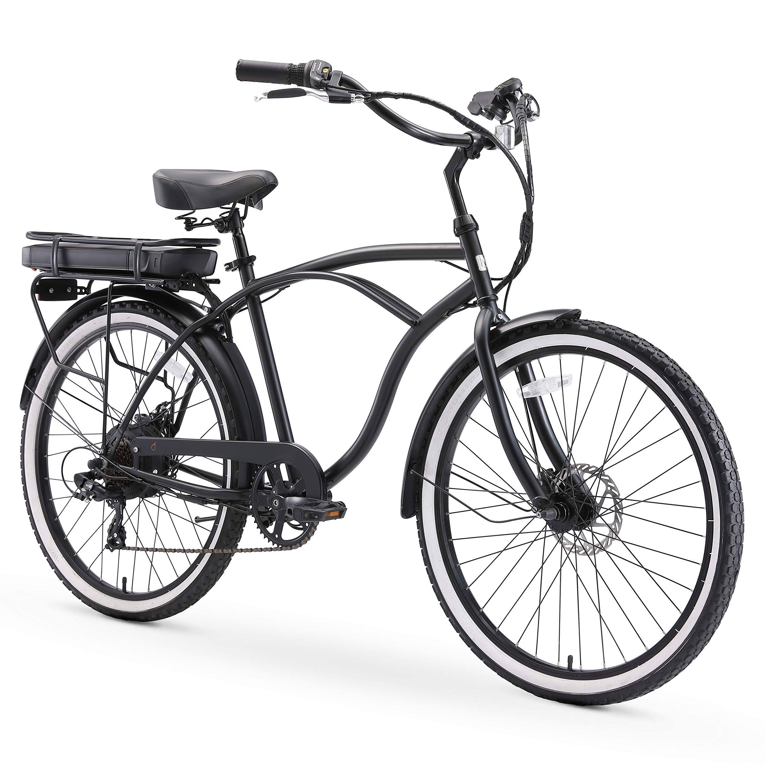 Sixthreezero Around The Block Men's 26inch 500W 7 Speed Electric Beach Cruiser Bicycle