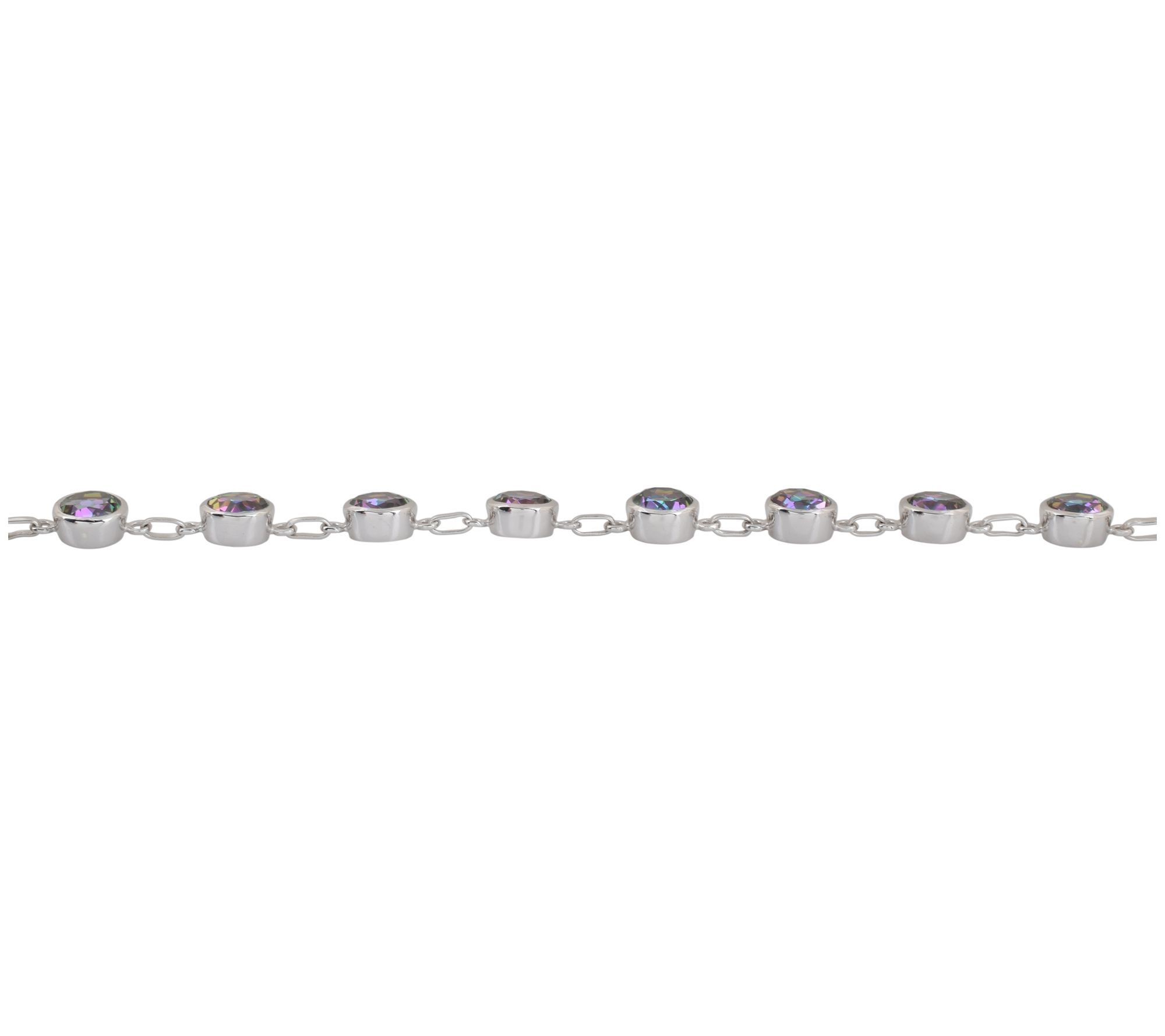 Affinity Gems Green Coated Quartz Station Bracelet, Sterling