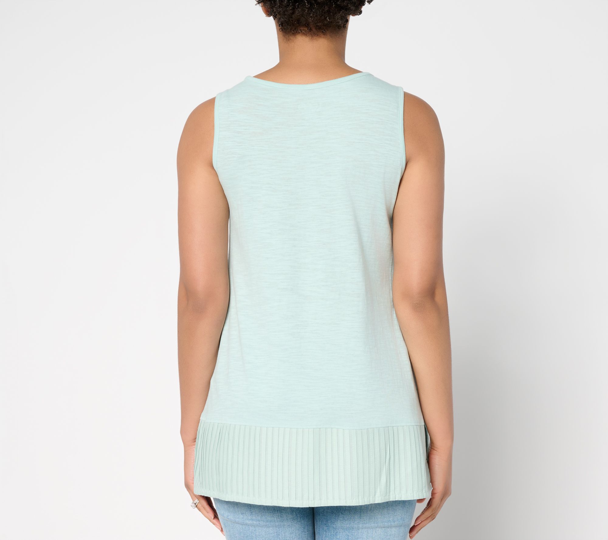 LOGO Layers by Lori Goldstein 100% Cotton Tank with Pleated Trim