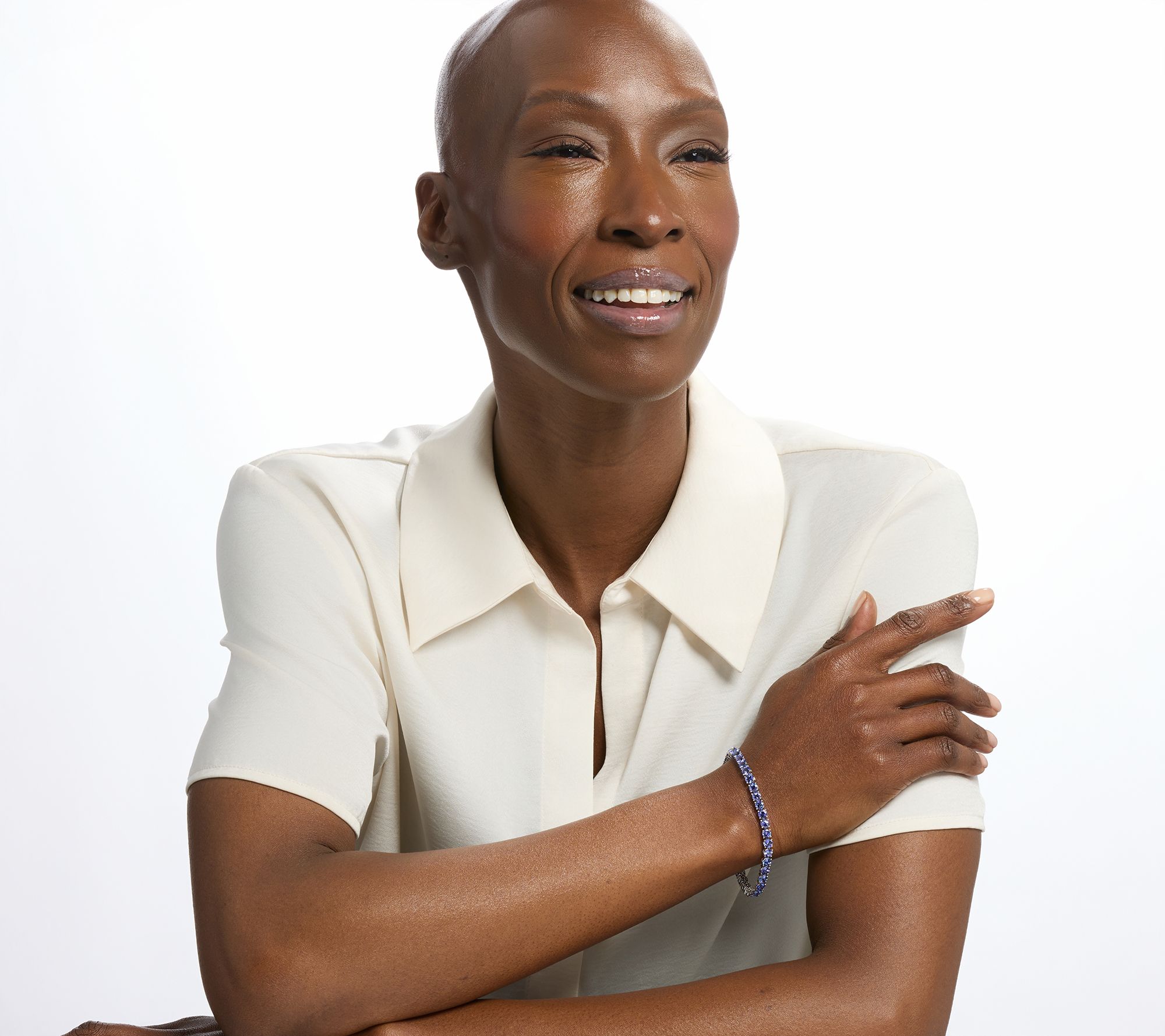 Pure Tanzanite 12.00 cttw Tanzanite Line Bracelet, 18K