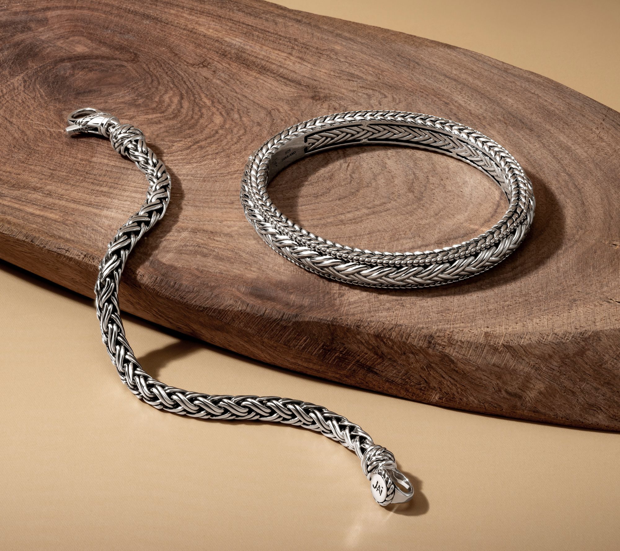 JAI Sterling Silver Legacy Woven Texture Bangle Bracelet, 36.5g