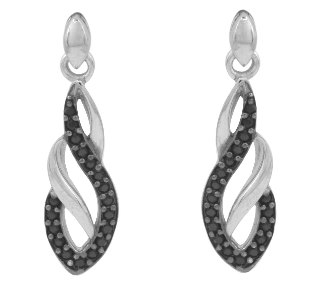 Affinity Gems Black Spinel Dangle Earrings, Sterling Silver