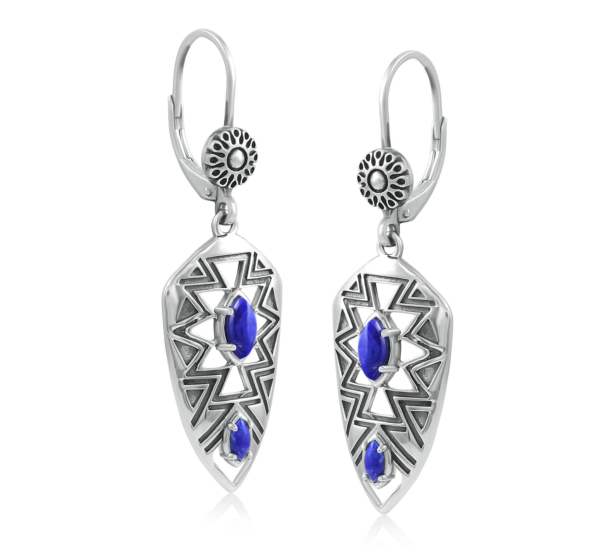 American West Sterling Patterned & Gemstone Dangle Earrings