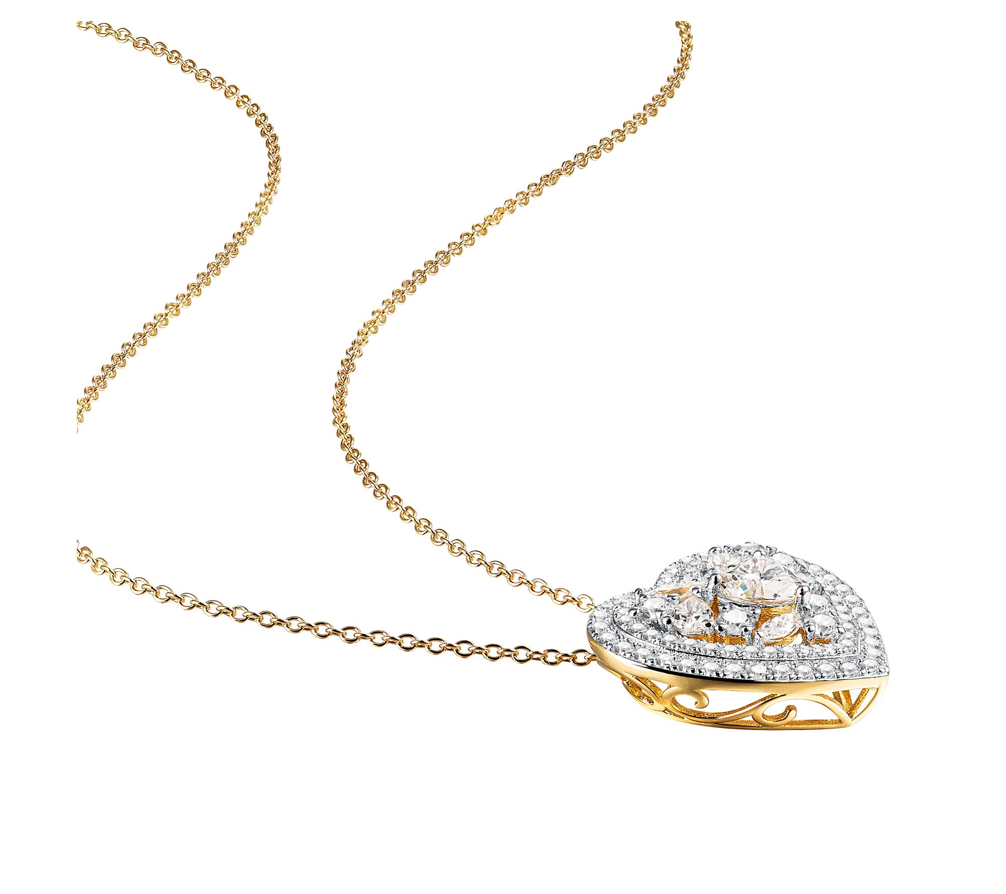 Diamonique x Jennifer Miller Heart Cluster Necklace, Sterling