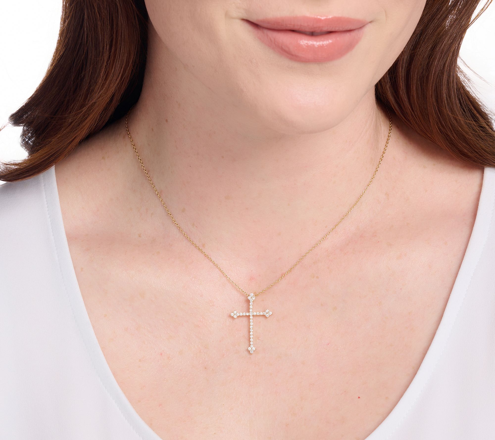 Fire Light Lab Grown Diamond 0.50 cttw Cross Necklace, Sterl