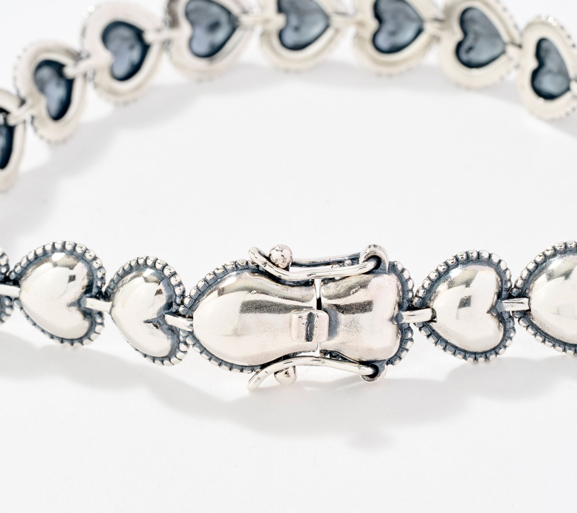 Or Paz Sterling Silver Heart Tennis Bracelet, 16.0g