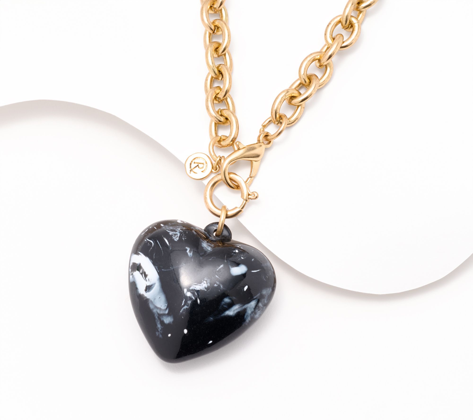 Carla Rockmore Collection Stone Medallion Gold Link Necklace