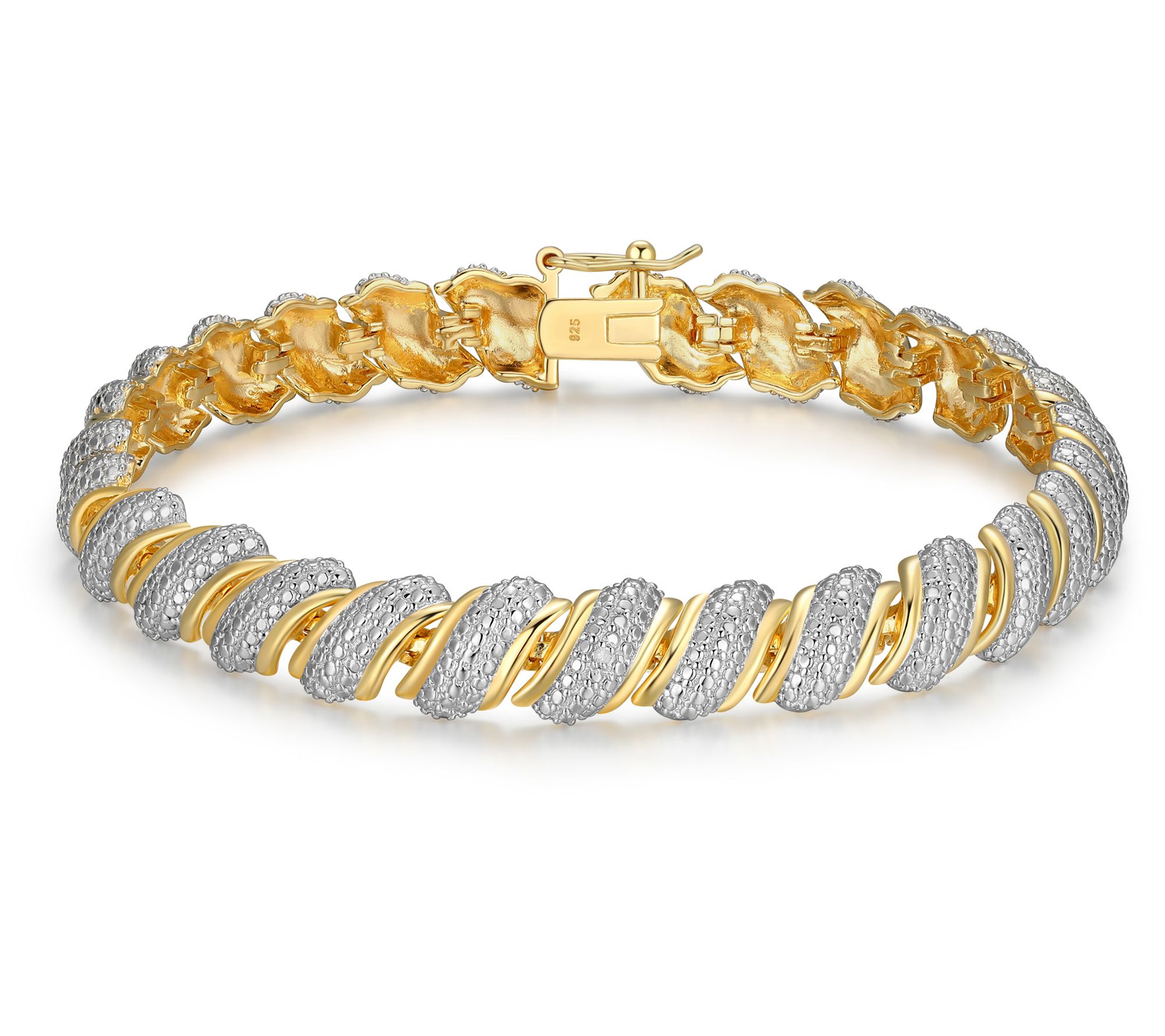 18K Gold Plated Diamond Accent Bold Swirl Bracelet
