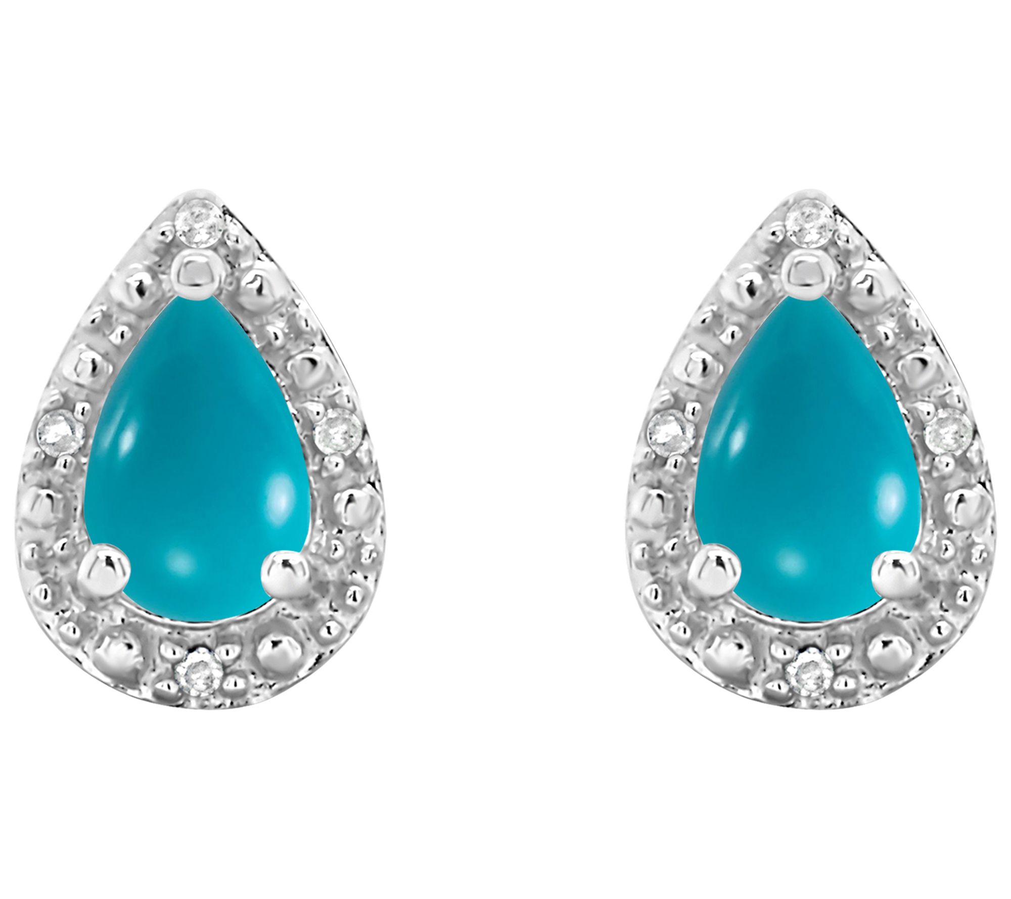 Affinity Gems Pear Turquoise & Diamond Earrings, Sterling