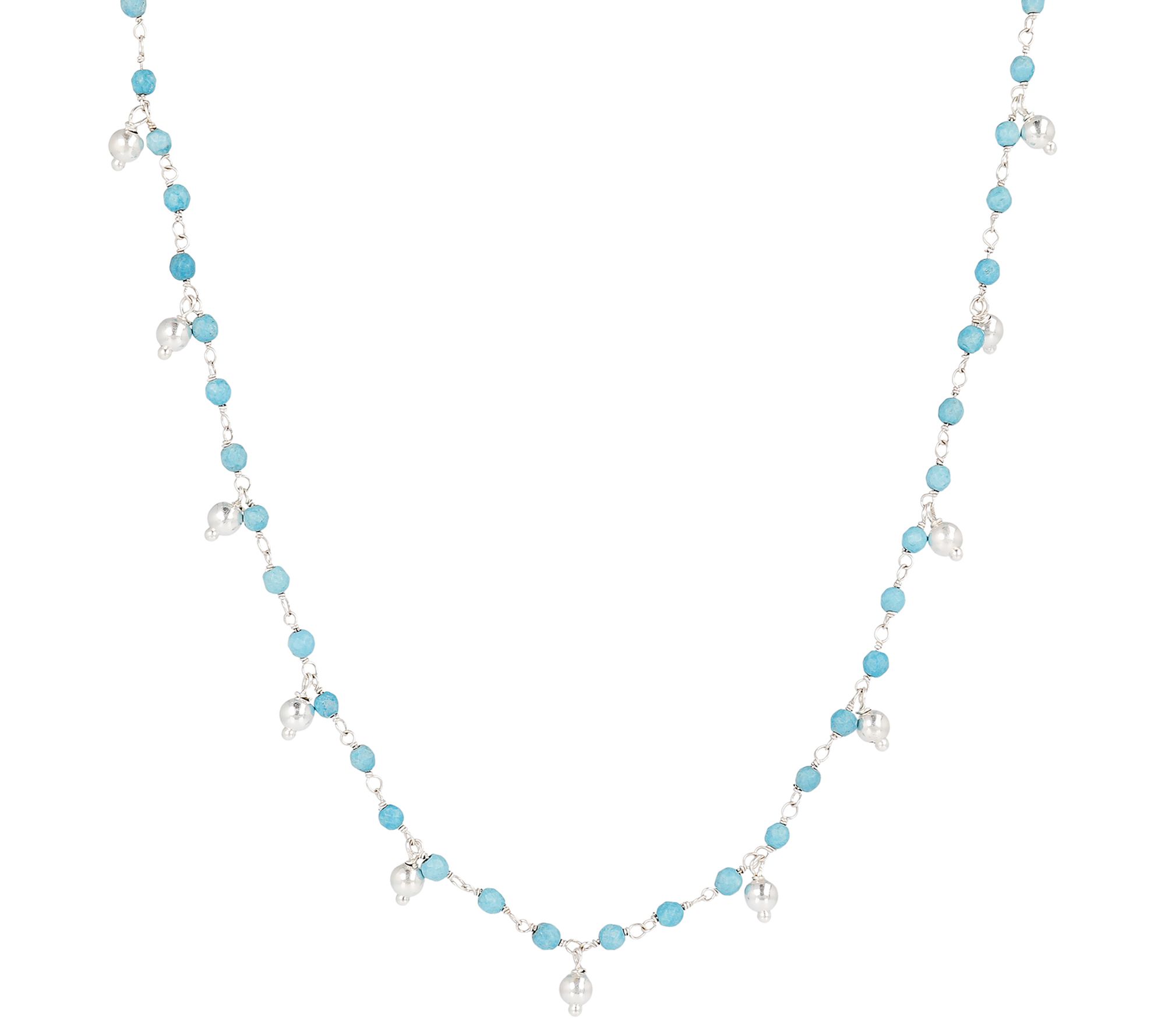 Italian Silver Gemstone & Dangle Bead Necklace