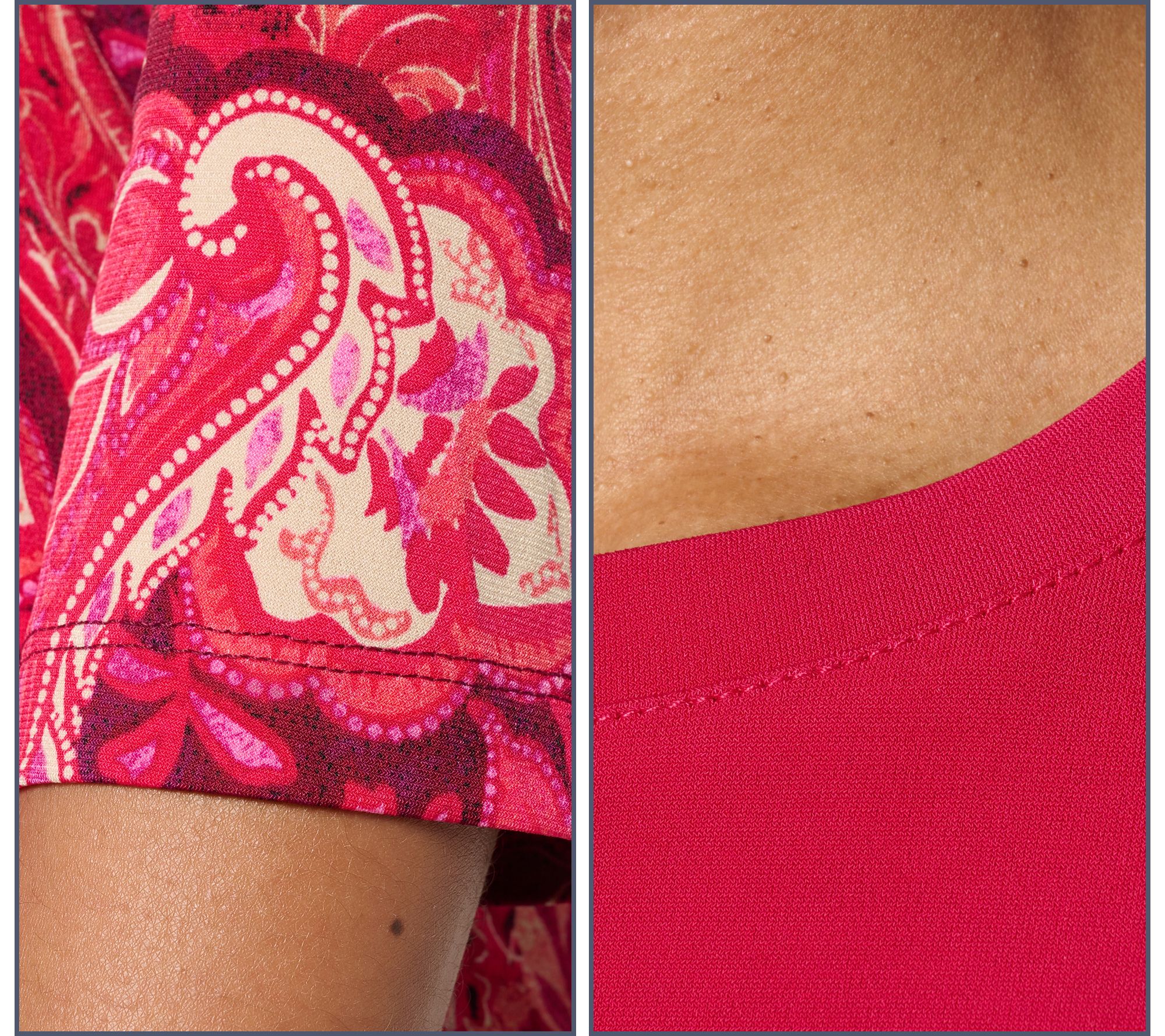 Susan Graver Set of 2 Liquid Knit Print & Solid Tops