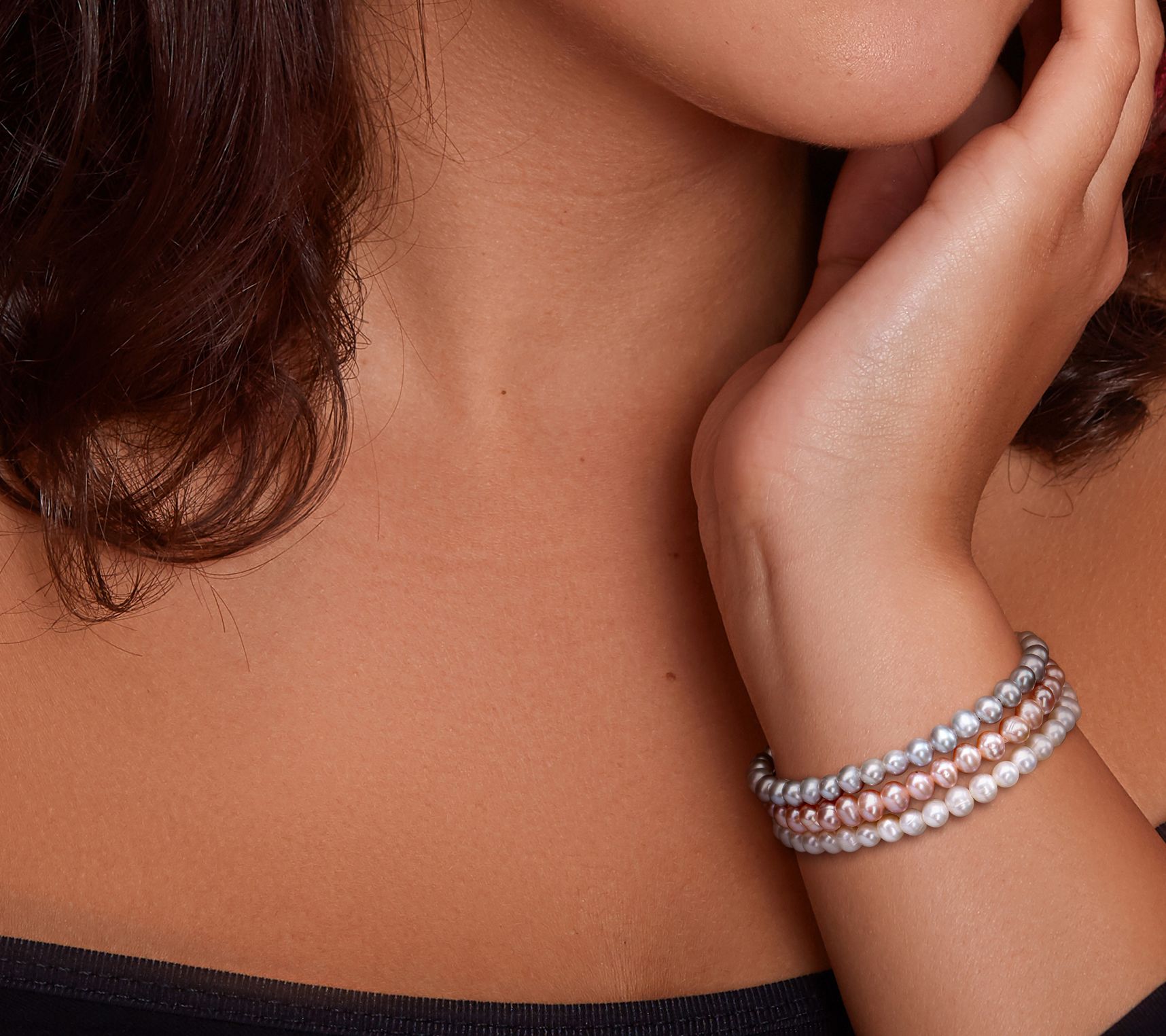 Affinity Cultured Pearl Set of 3 Stretch Bracelets