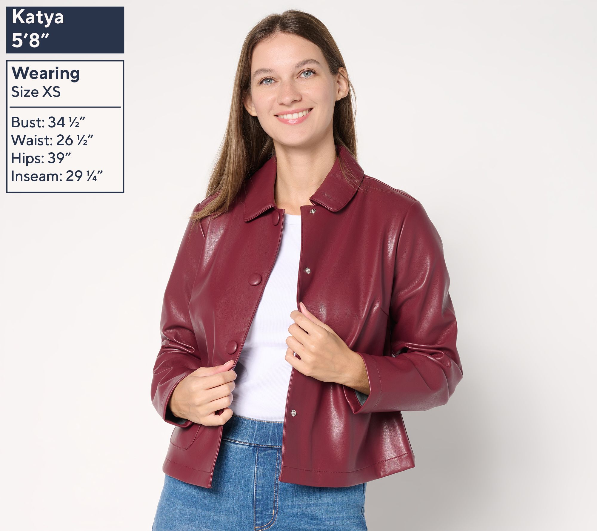 Studio Park x Sandra Bennett Faux Leather Snap Front Jacket