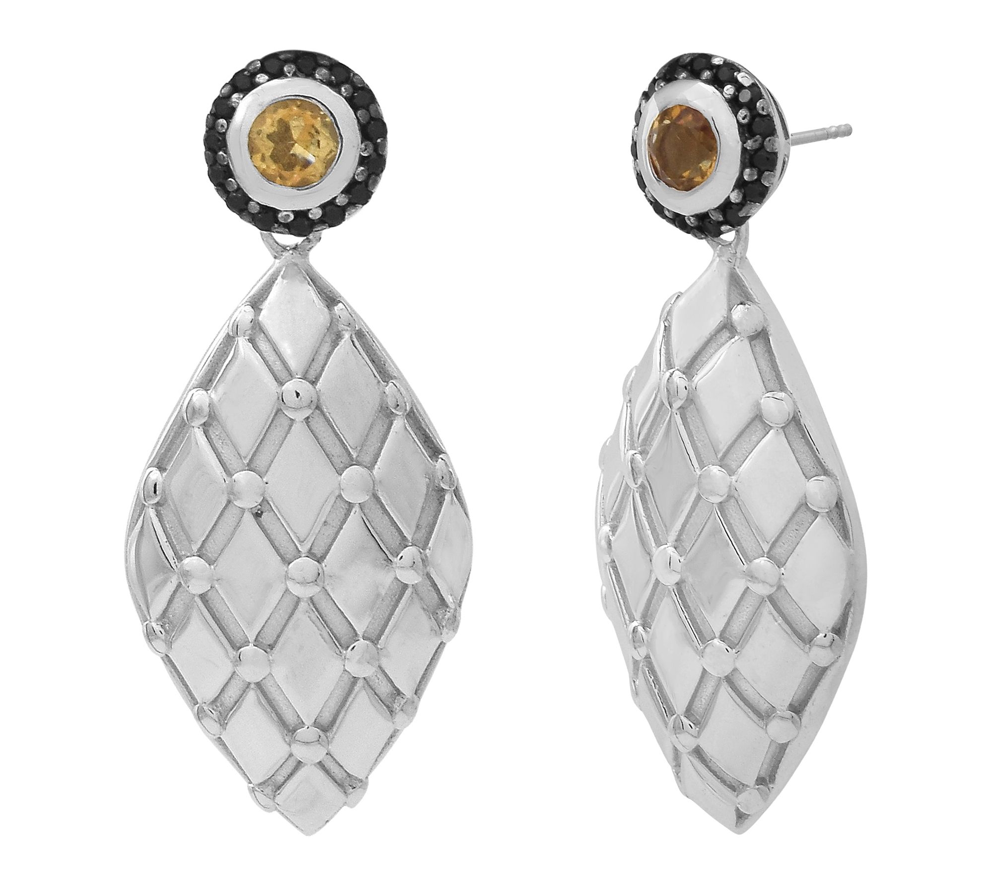 Affinity Gems Citrine & Black Spinel Dangle Earrings, Sterling