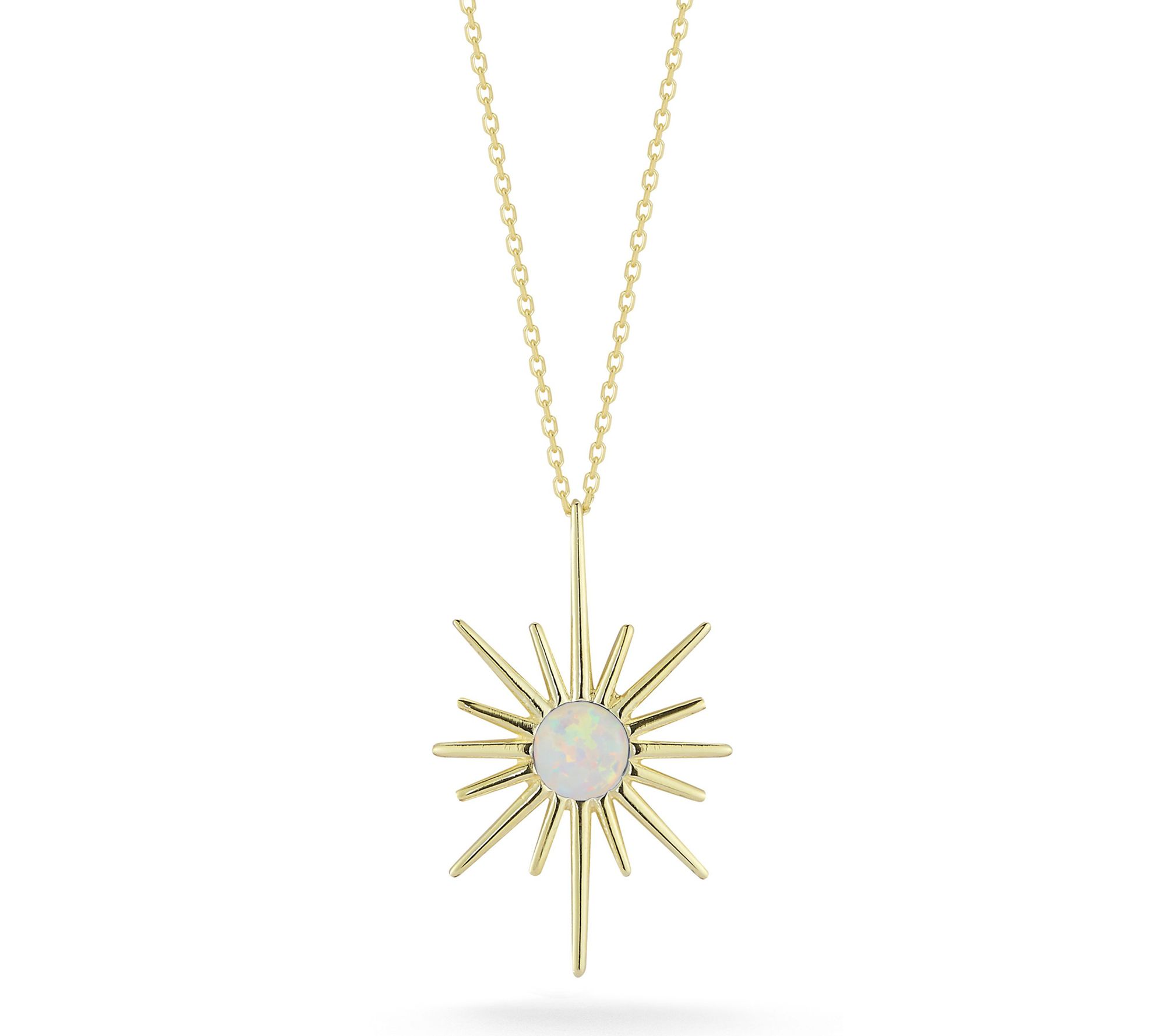 Sterlina Silver Simulated Opal Star Necklace, Sterling