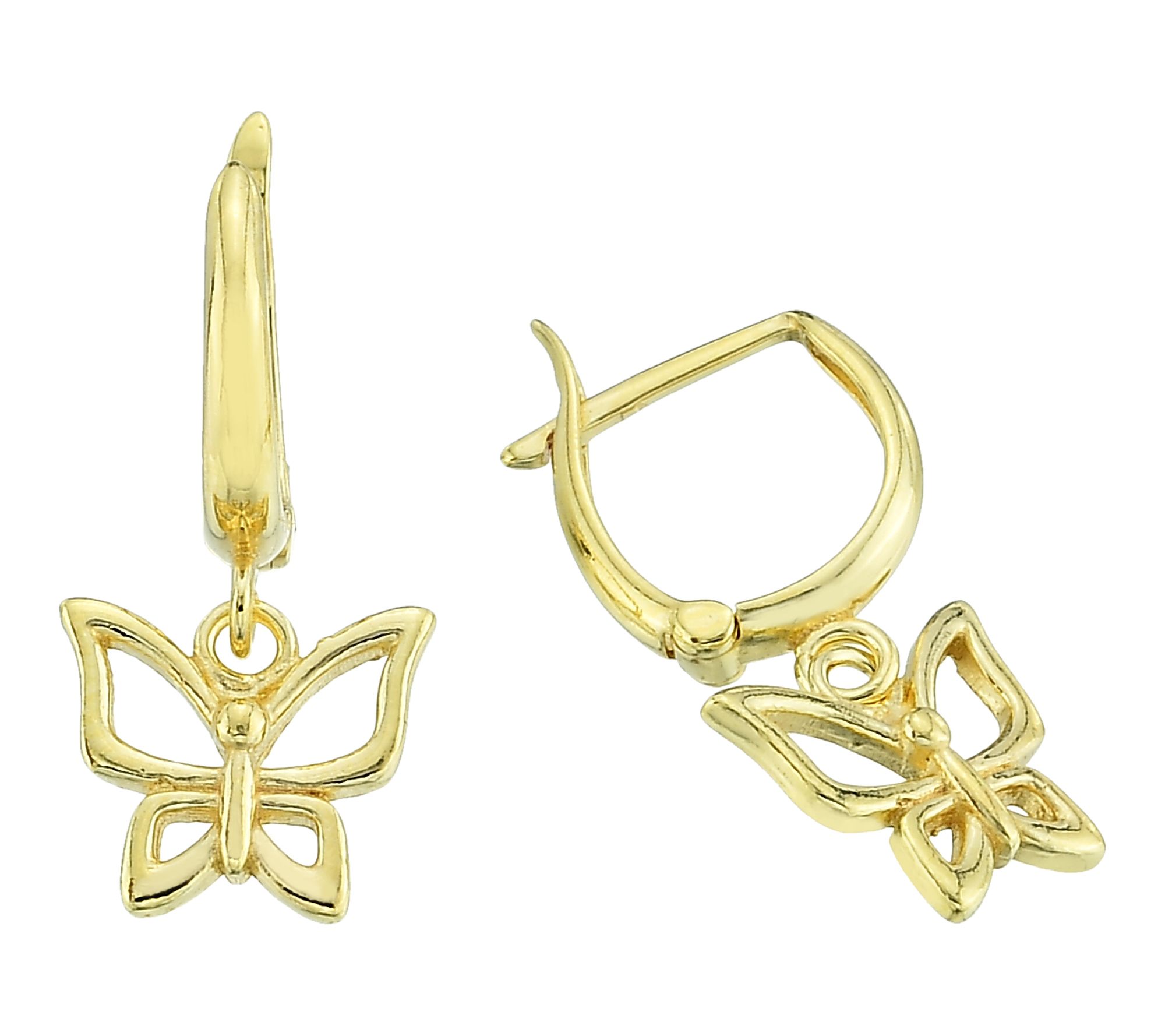 Silver Style Butterfly Drop Hoop Earrings, Sterling