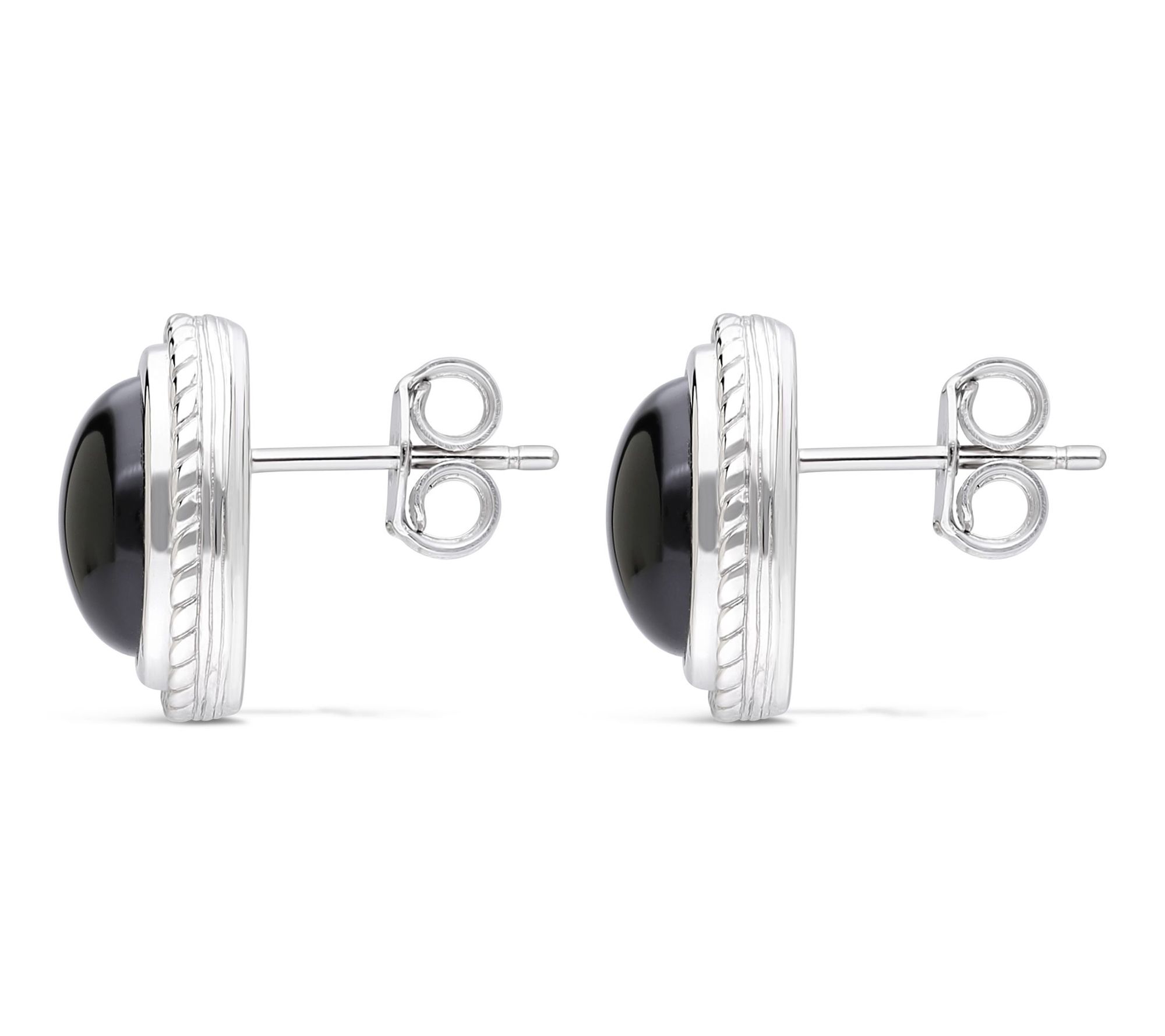 Ariva Sterling Silver Arden Oval Onyx Button Earrings