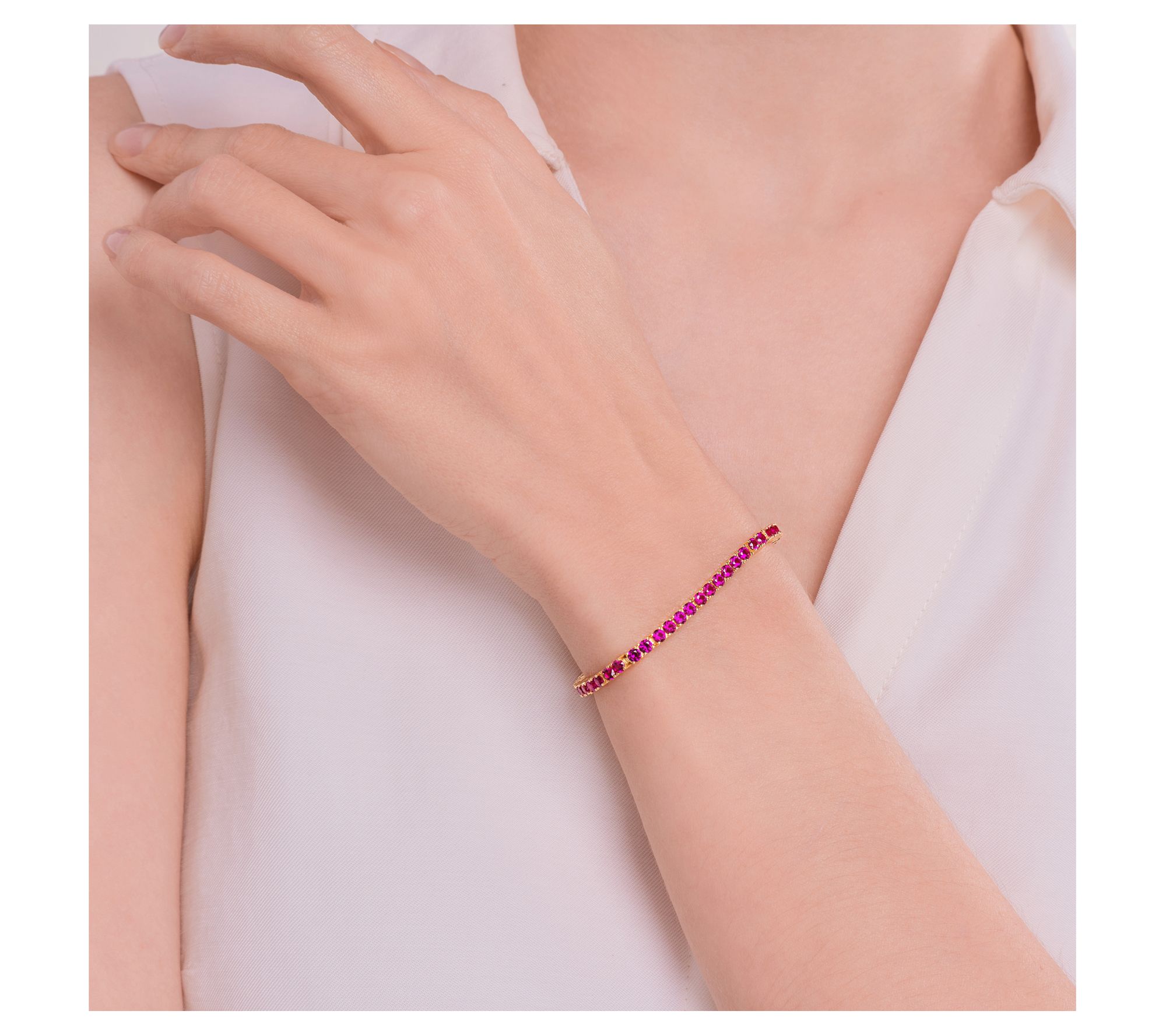 Affinity Gems Lab Created Tennis Bracelet, 18K Gold Plated