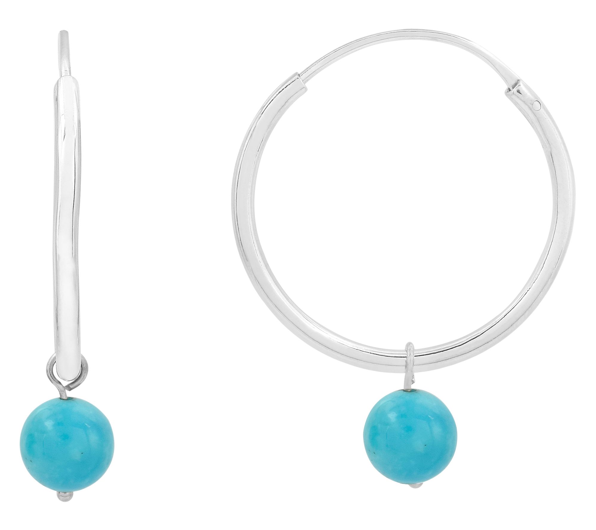 Affinity Gems Sleeping Beauty Turquoise Hoop Earrings,Sterling