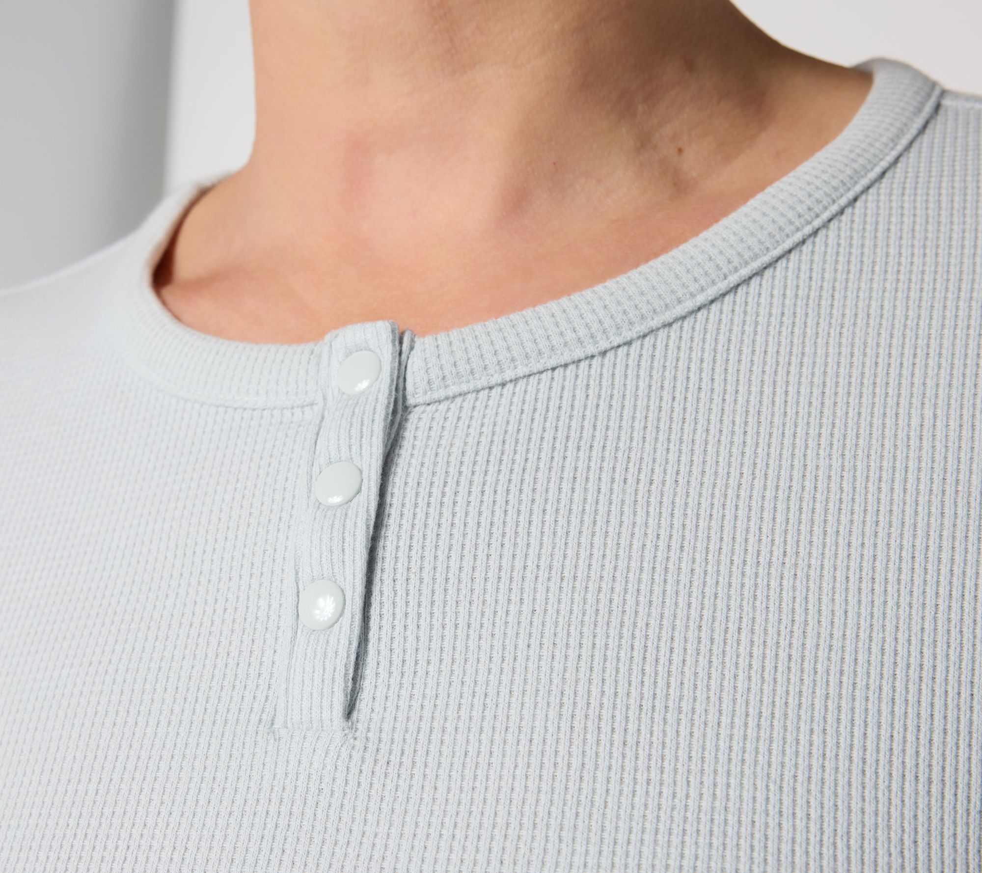 Denim & Co. Essentials 2-Pack Waffle Knit Henley Tops