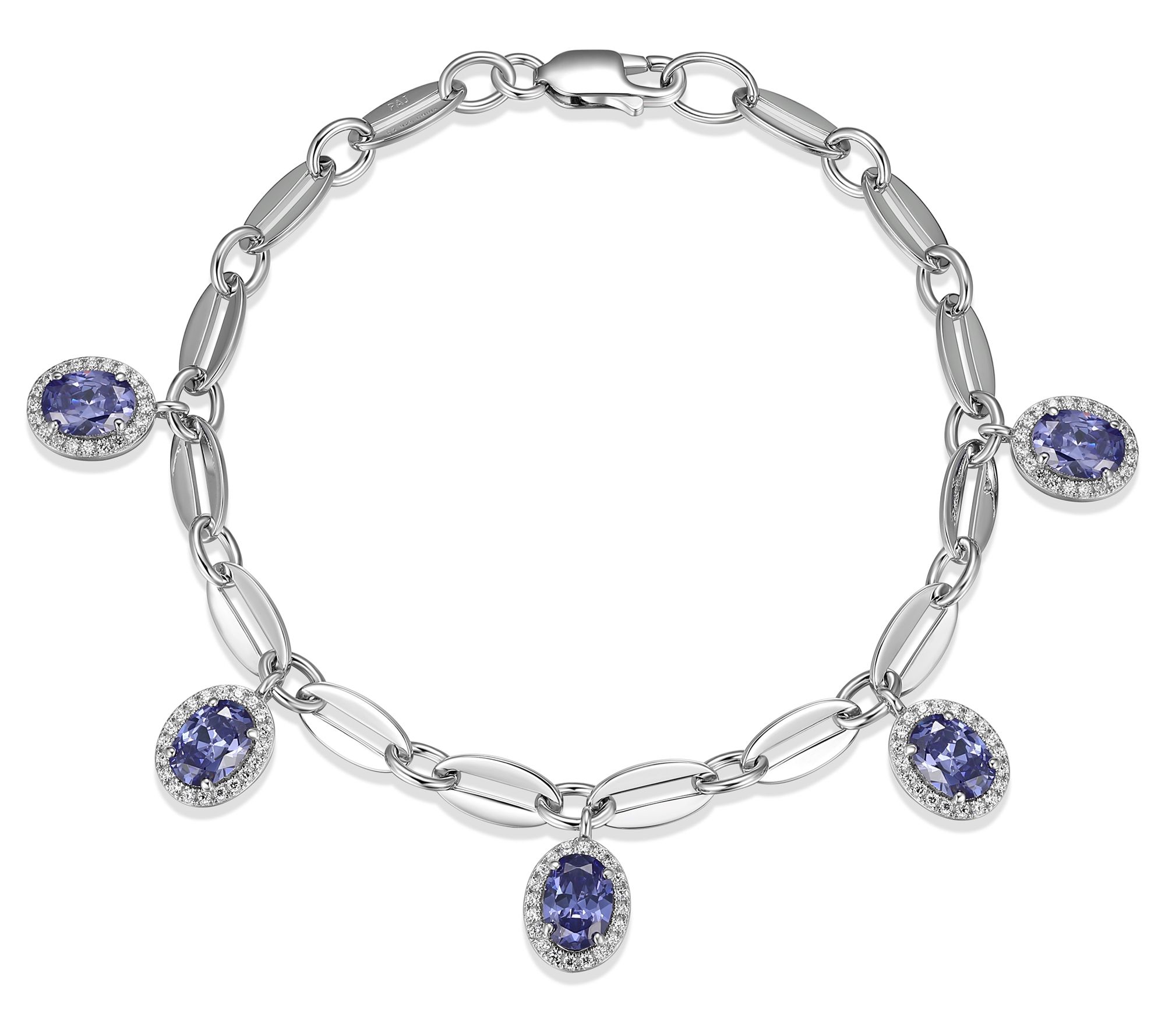 Diamonique 6.15 cttw Charm Bracelet, Sterling Silver