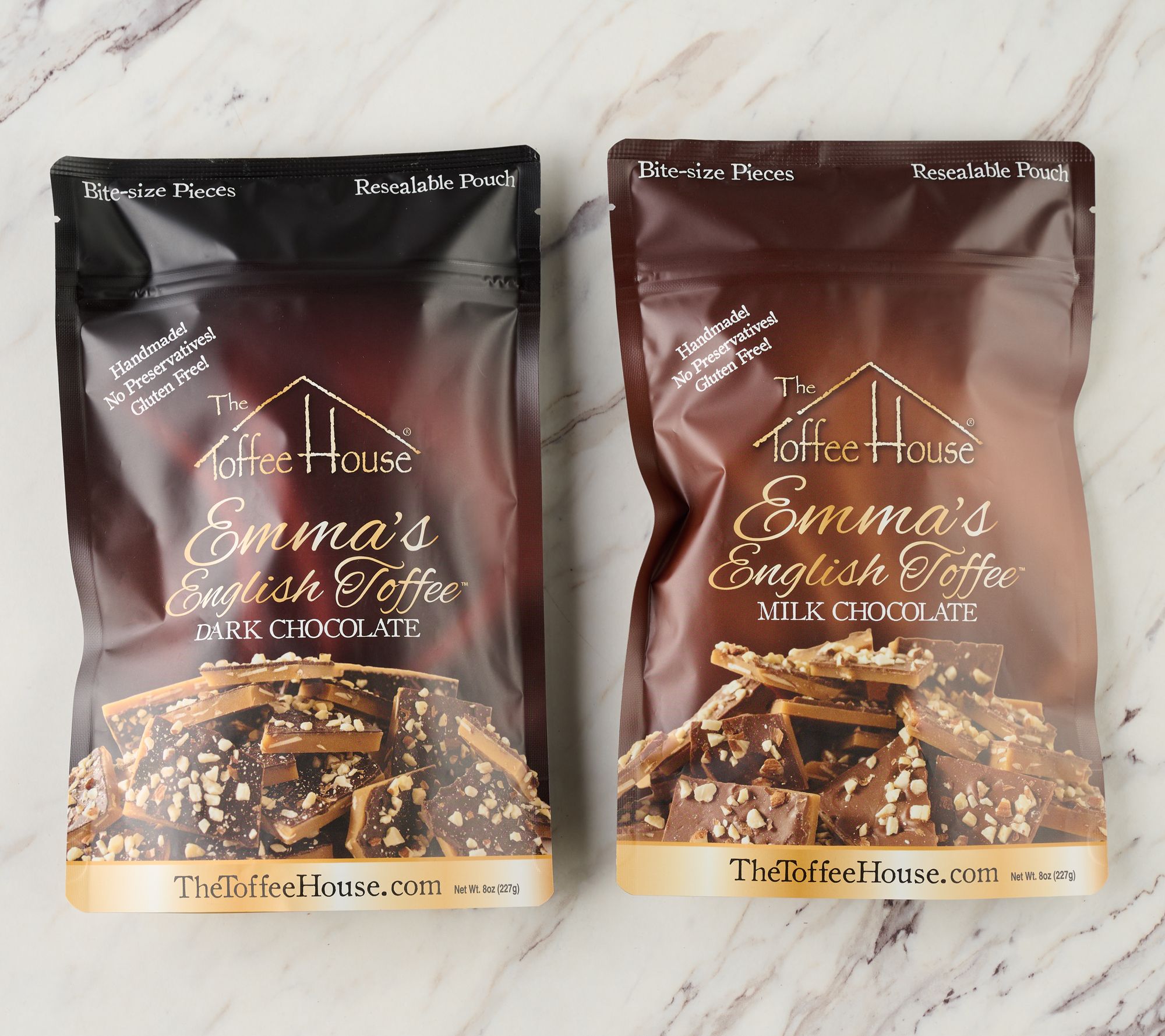 The Toffee House (2) 8oz Resealable Bags of Emma's English Toffee