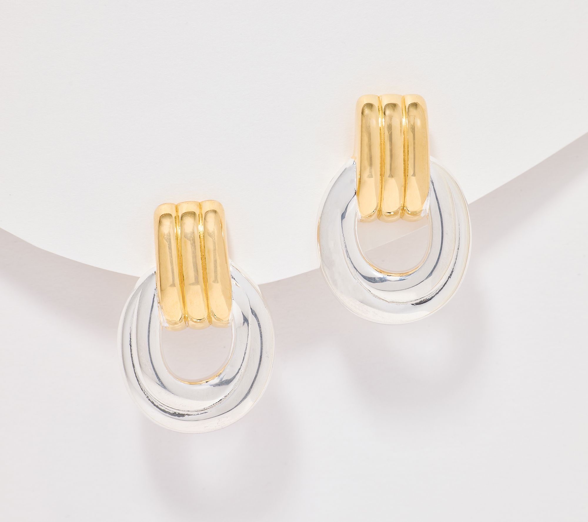 UltraFine 950 Silver Ribbed Door Knocker Earrings