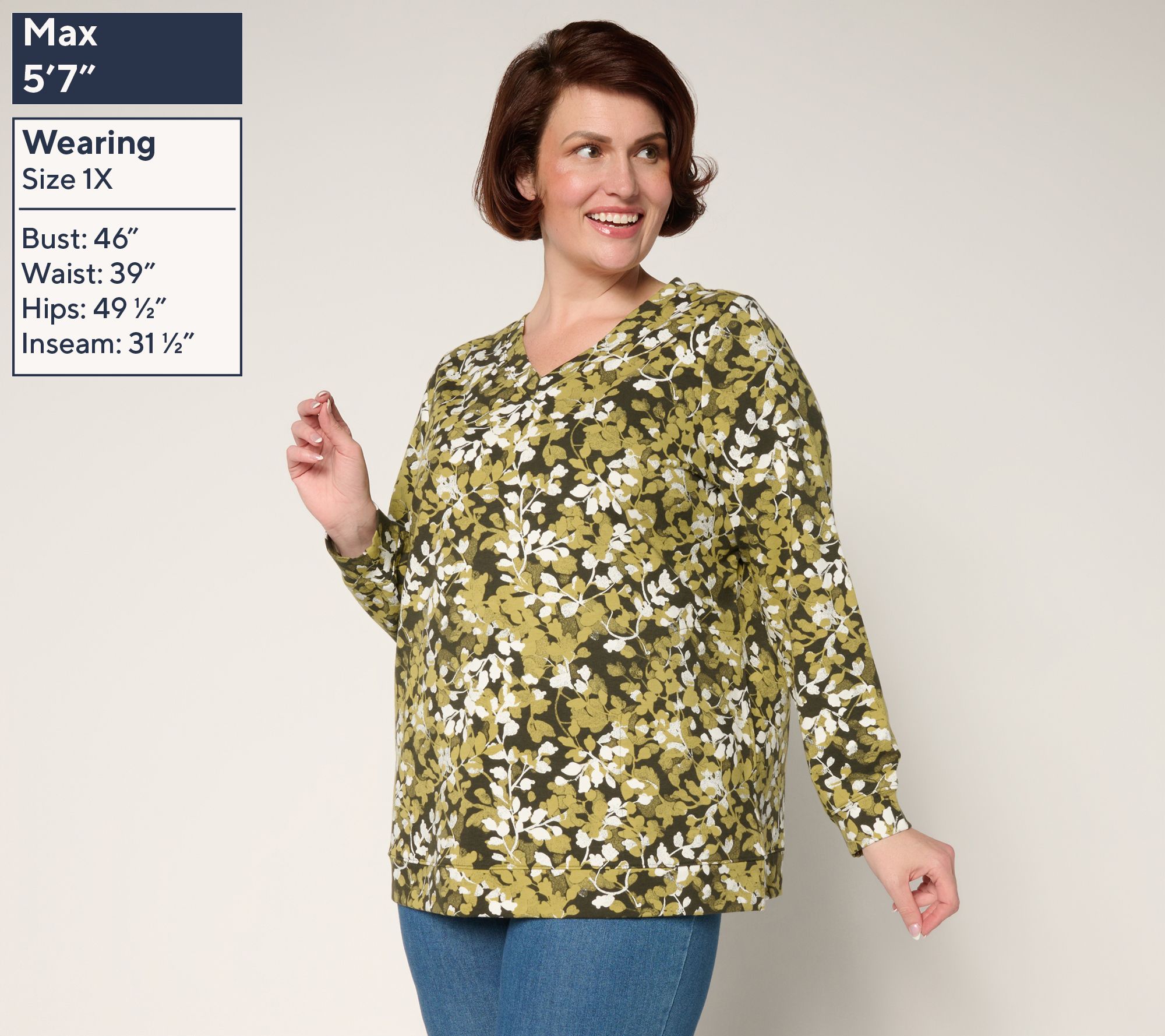 Denim & Co. Active Regular French Terry Long Sleeve Tunic