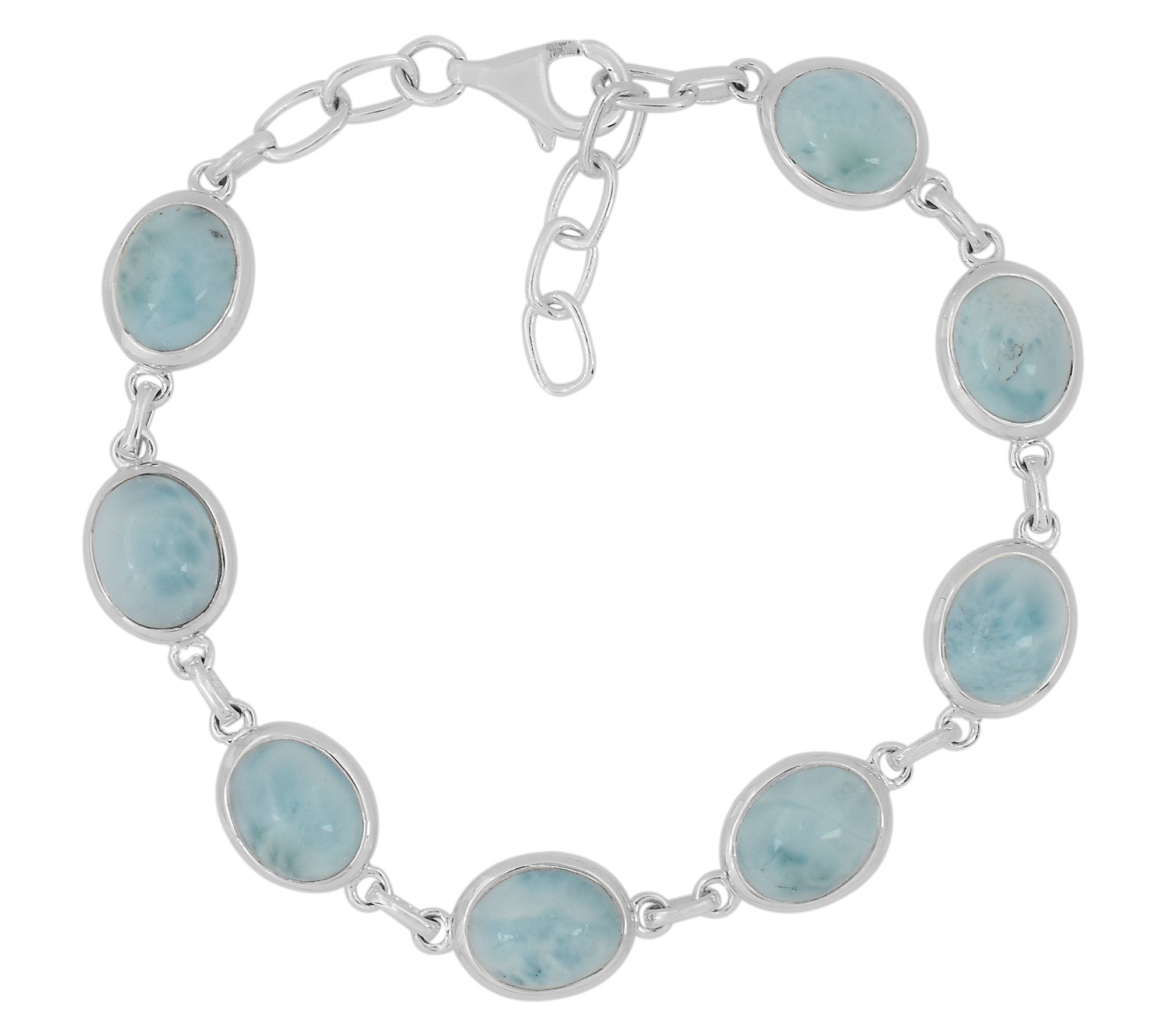 Affinity Gems Larimar Station Bracelet , Sterling Silver
