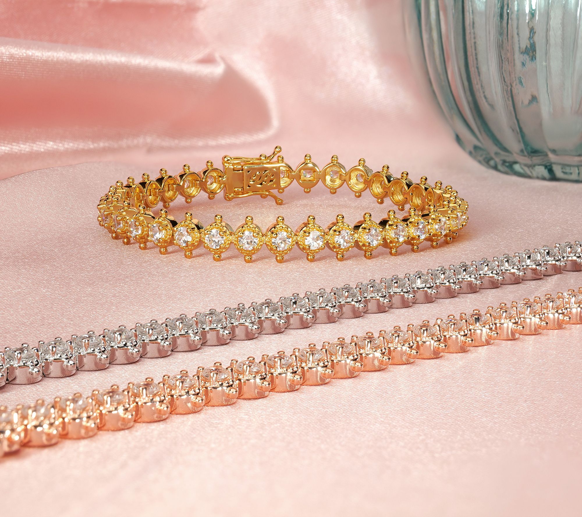 Dallas Prince White Zircon Signature Tennis Bracelet Sterling Silver