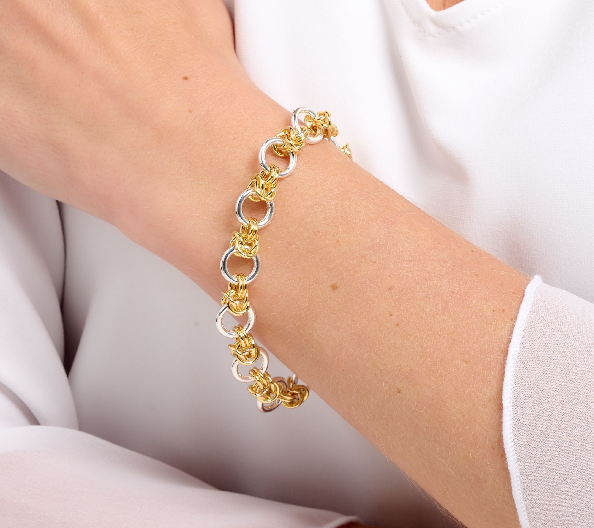 UltraFine 950 Silver Circle Link Bracelet with Magnetic Clasp