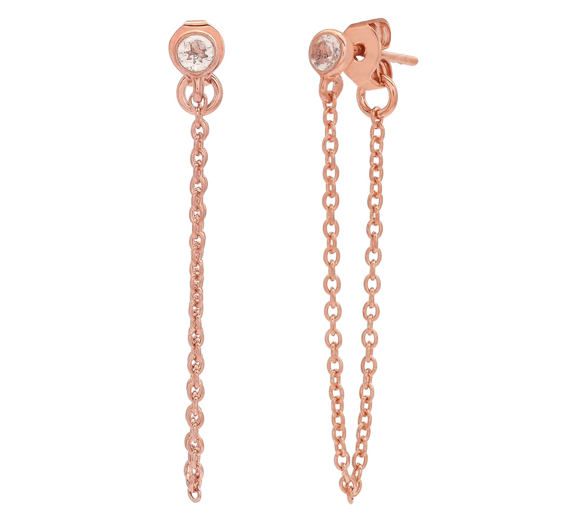 Affinity Gems Linear Morganite Earrings, 14K Rose Gold Plated