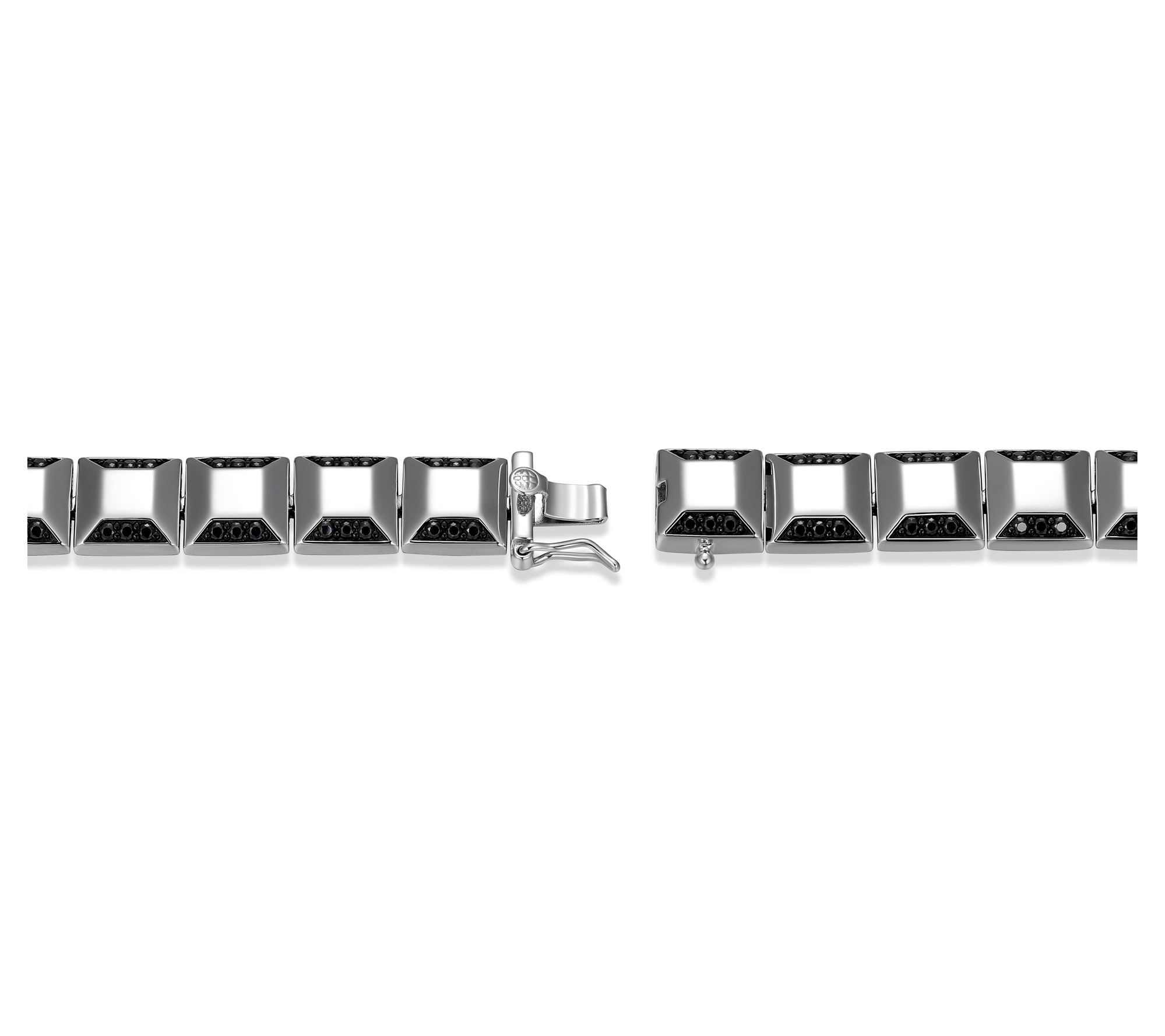 Diamonique Men's 4.50 cttw Studded Link Bracelet, Sterling