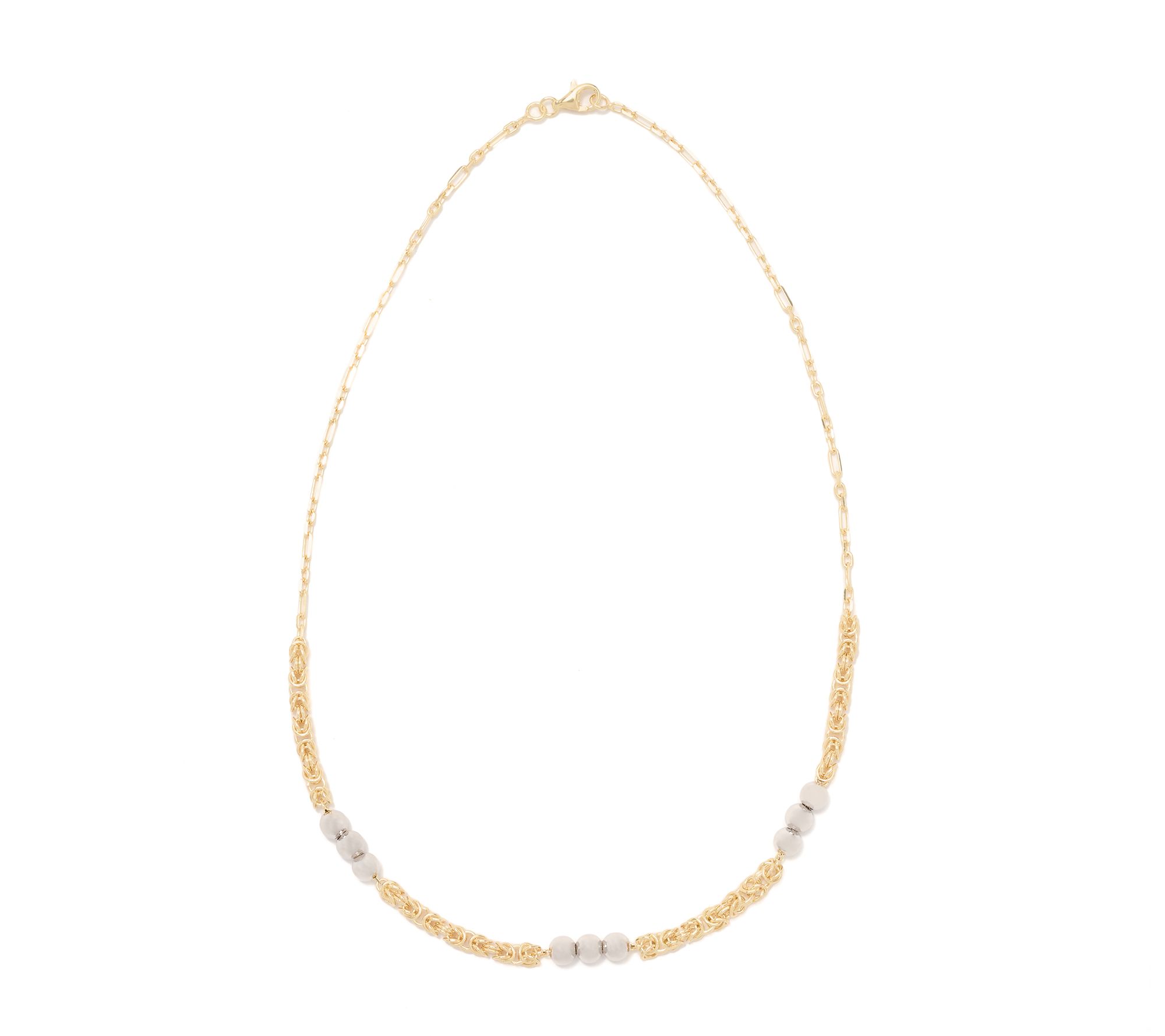 Silver Style Two-Tone Byzantine & Bead Necklace, Sterling Silver