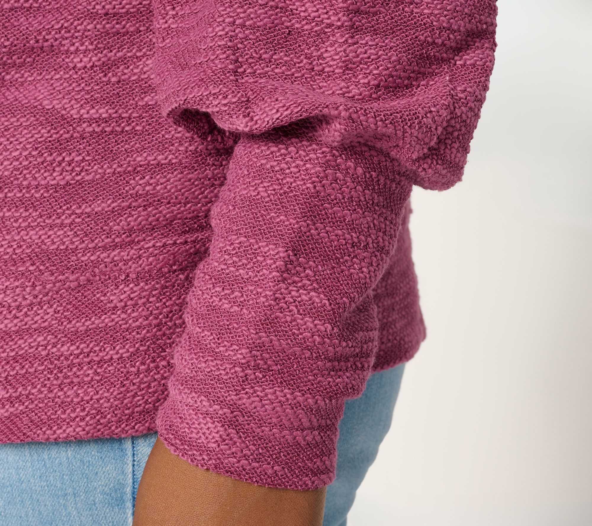 Belle by Kim Gravel Sweatshirt Slub Crewneck Bishop Slv Top