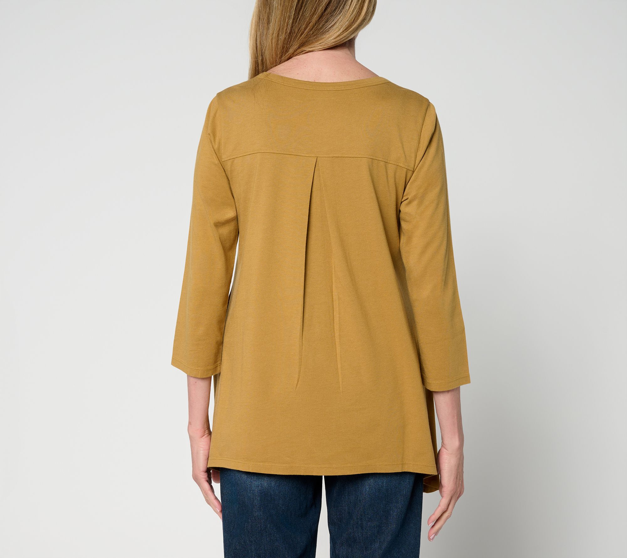 LOGO by Lori Goldstein 3/4 Sleeve Top with Sharkbite Hem