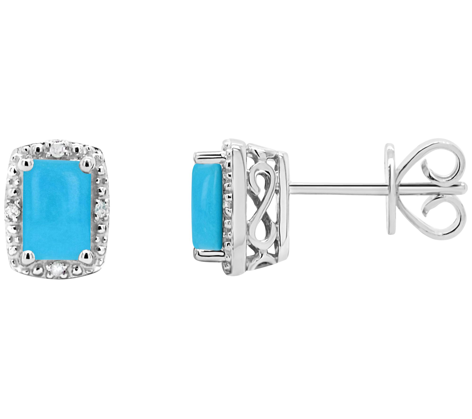 Affinity Gems Emerald Turquoise & Diamond Earrings, Sterling