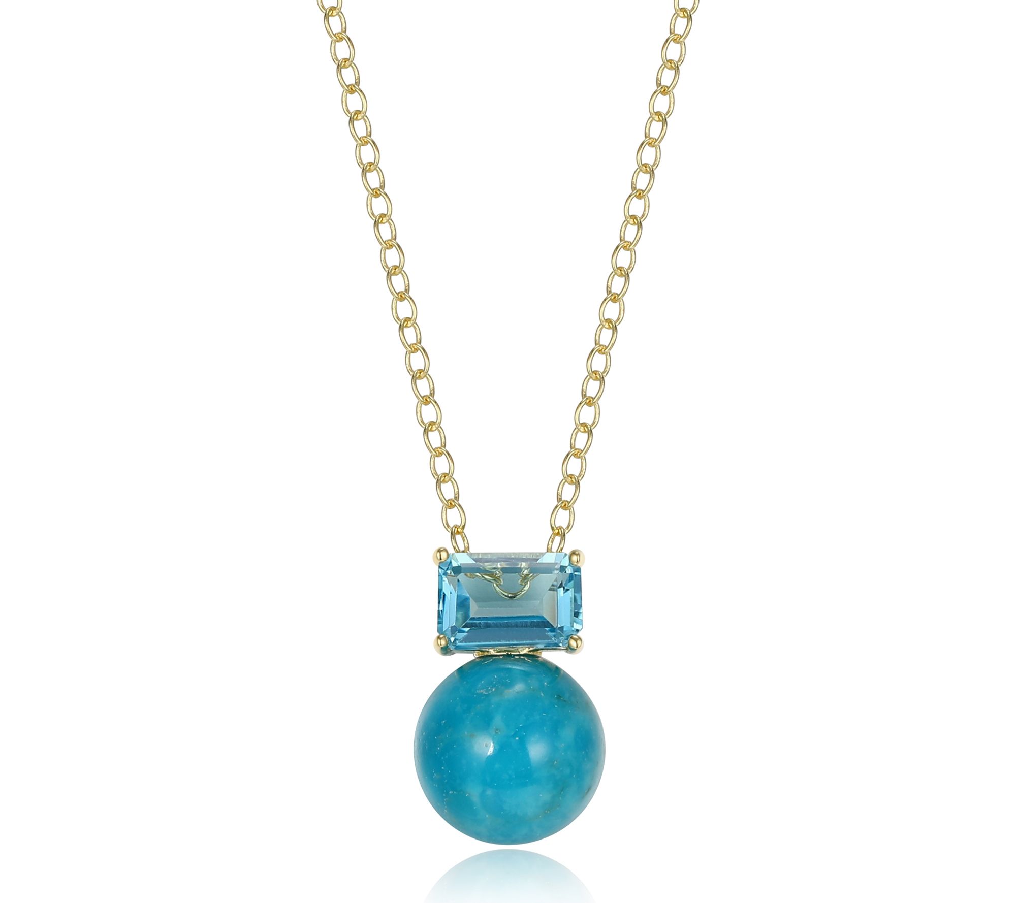 Affinity Gems Turquoise & Blue Topaz Necklace,18K Gold Plated