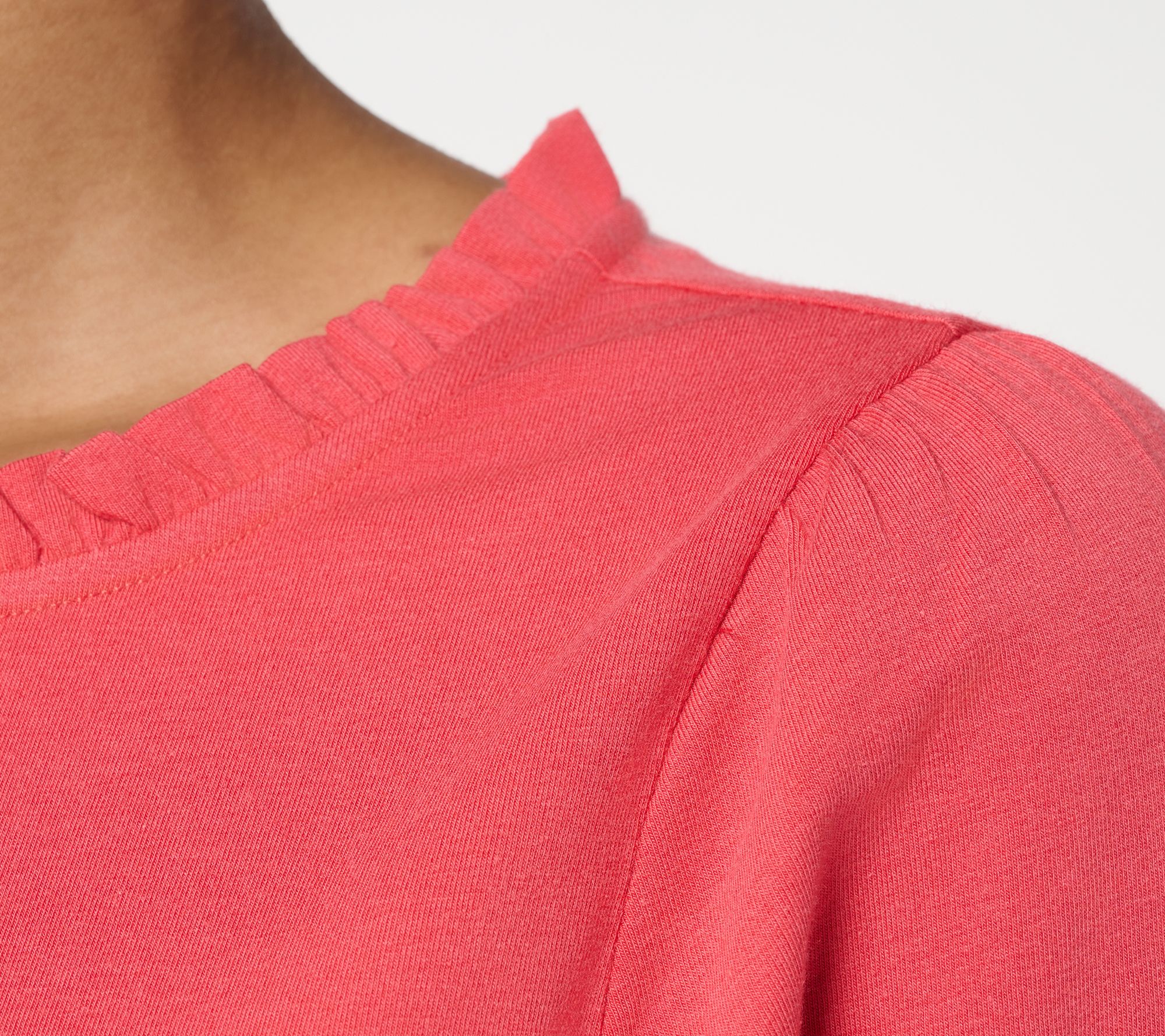 AnyBody Cozy Knit Ruffle Neck Long Sleeve Top