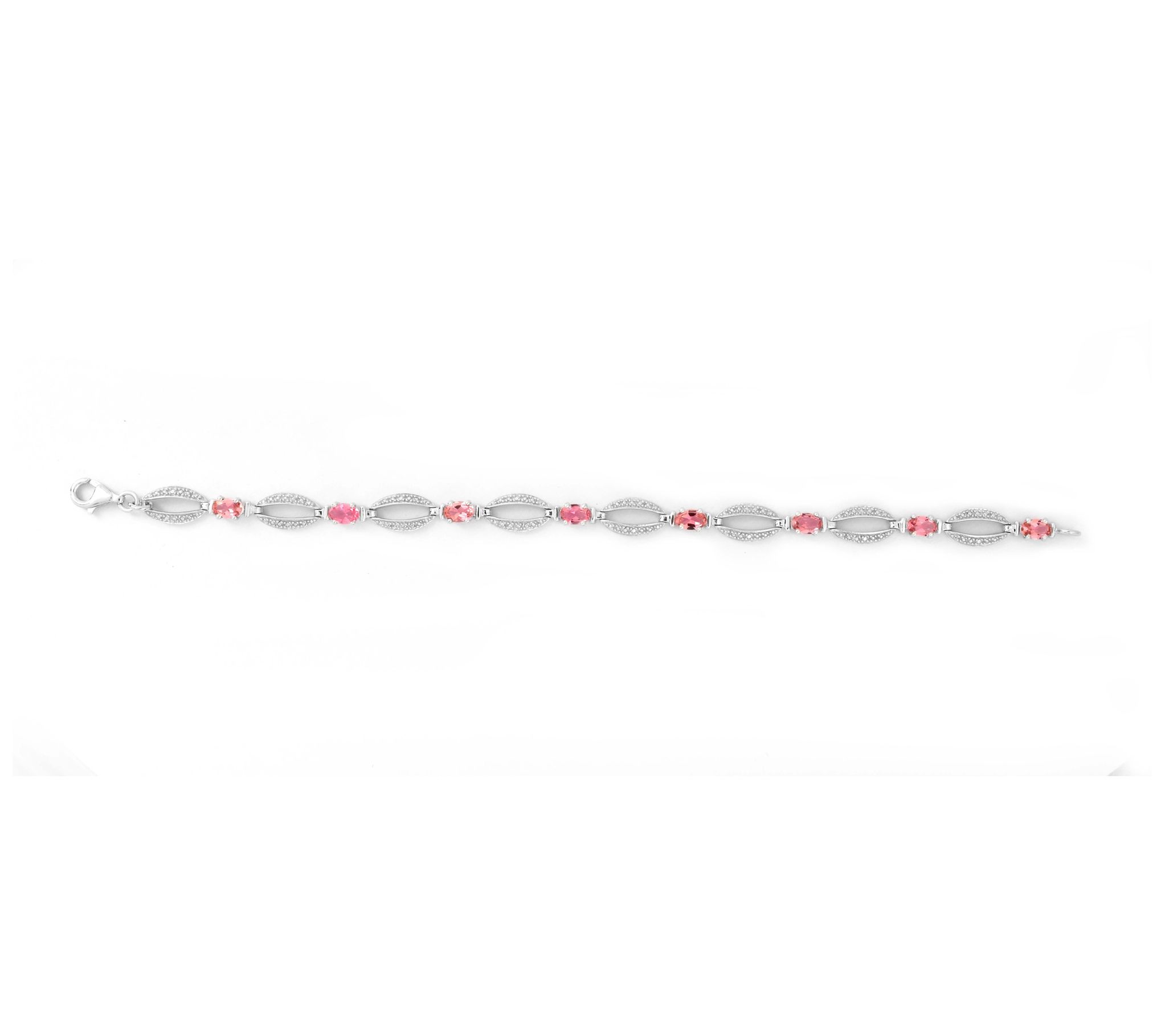 Affinity Gems Sterling Silver Pink Tourmaline Oal Bracelet
