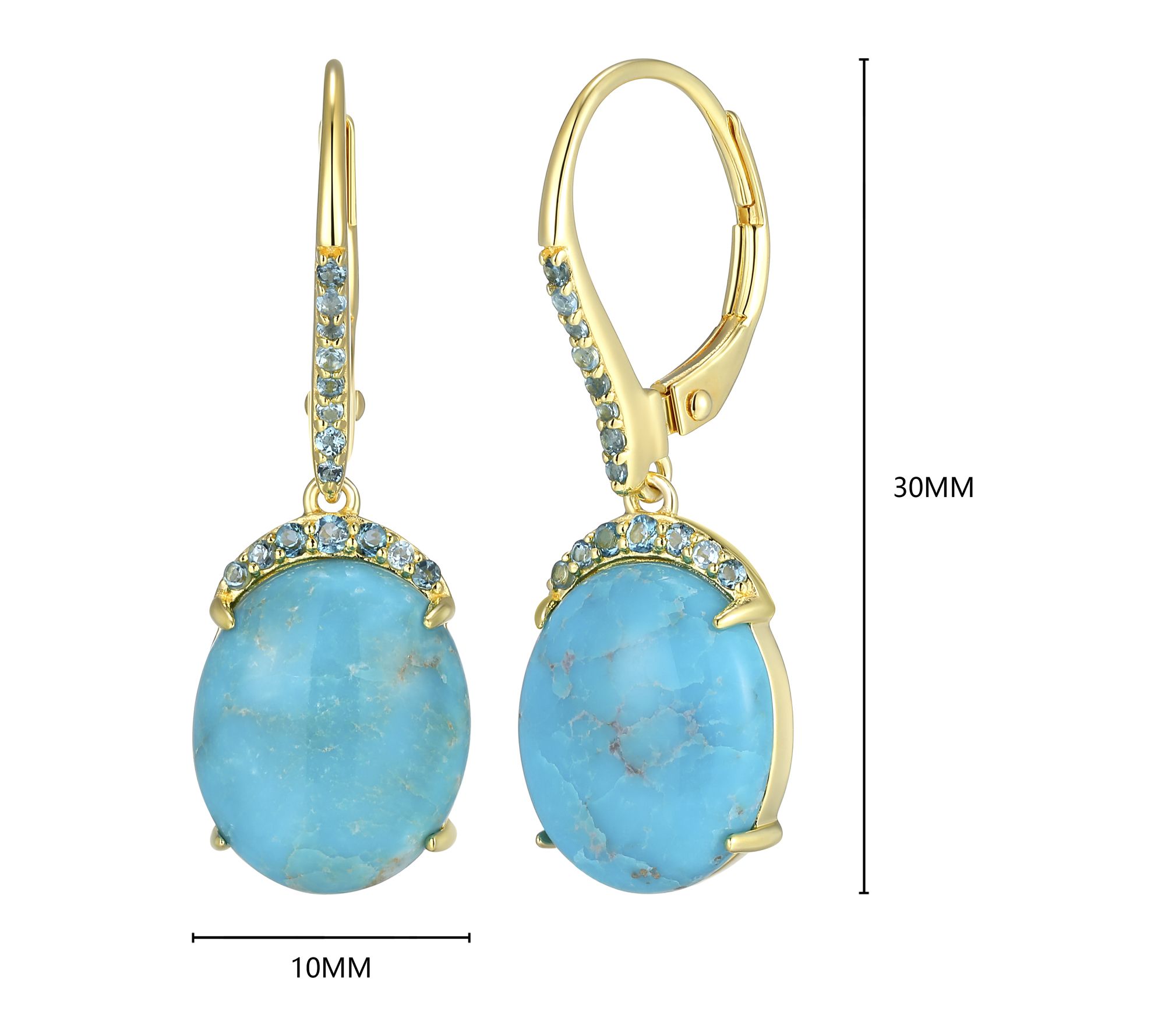 Affinity Gems Turquoise & Topaz Earrings, 18k Plated Sterling