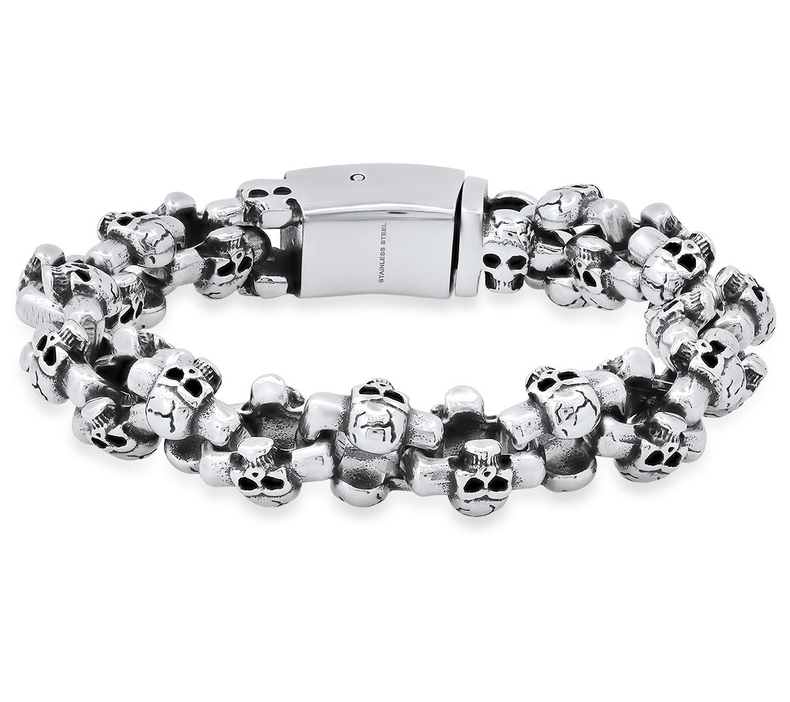 Steel by Design Men's Skull Cluster Men's Bracelet